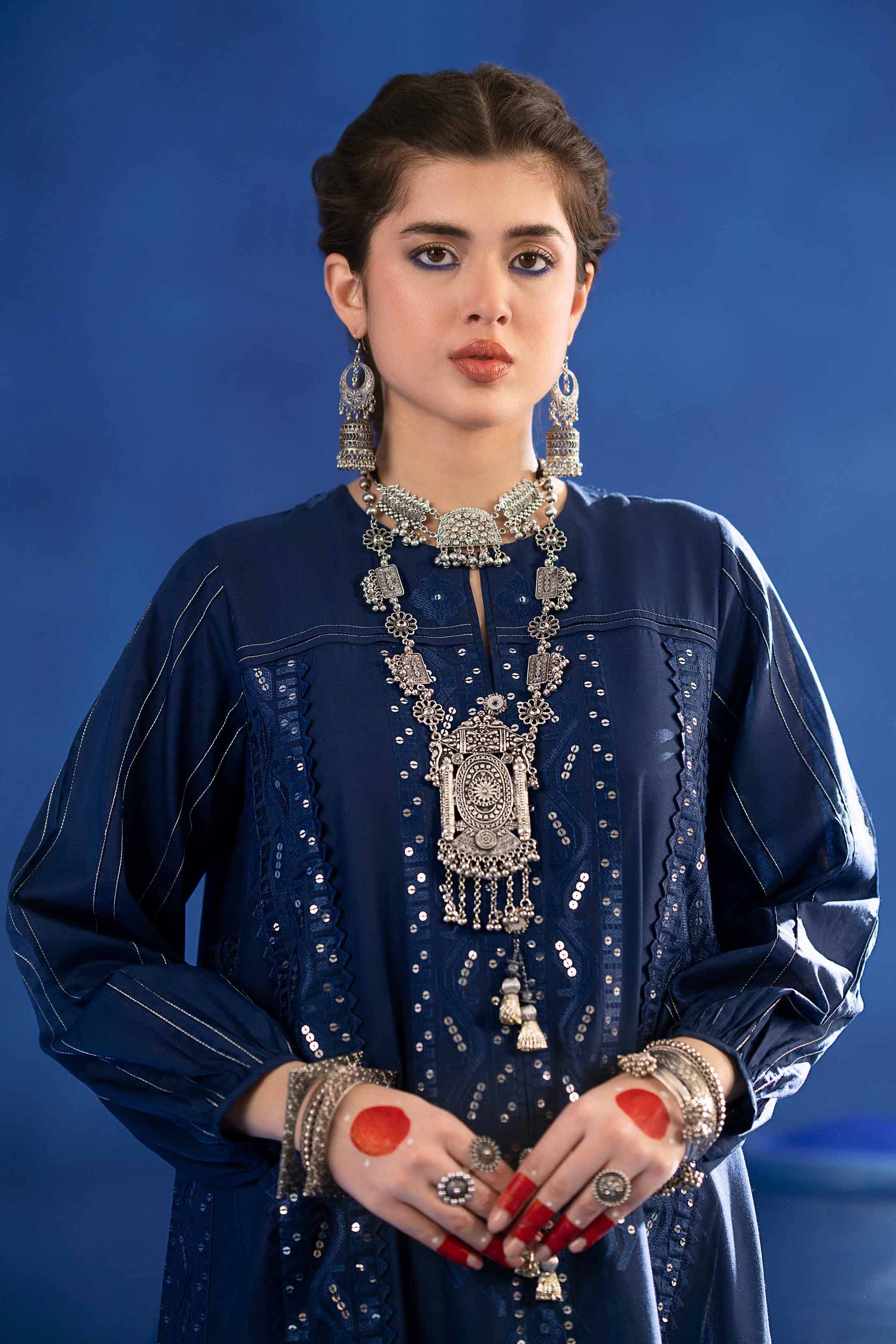 NishatUK - Blue Embroidered Cambric 2-piece ready to wear Dress