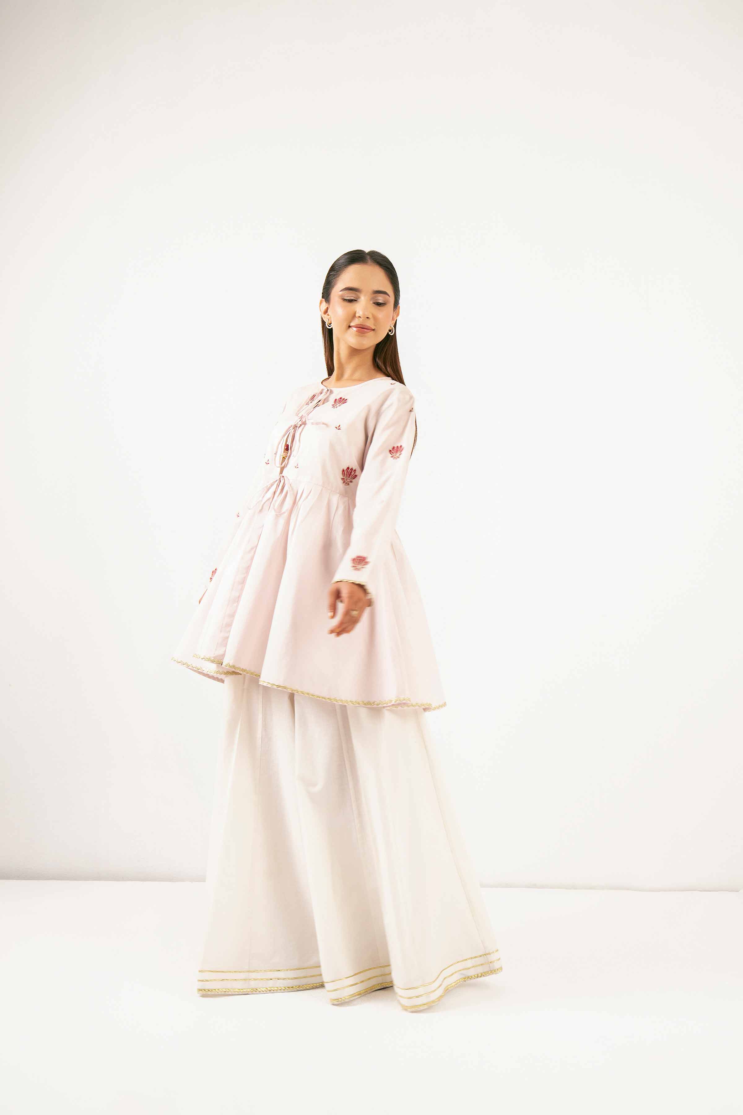 NishatUK - Powder Pink Embroidered Cambric 1-piece ready to wear Tunic