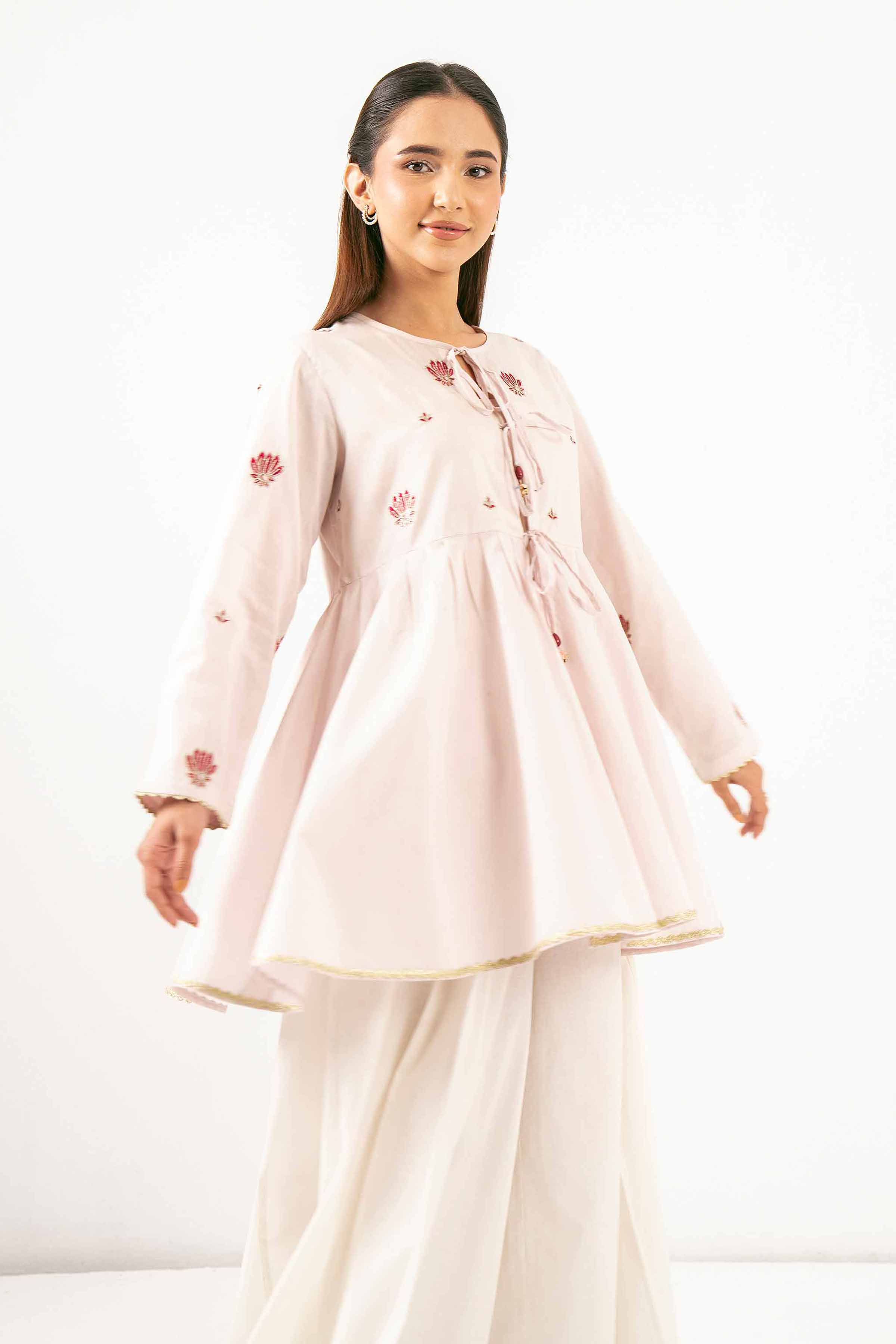 NishatUK - Powder Pink Embroidered Cambric 1-piece ready to wear Tunic