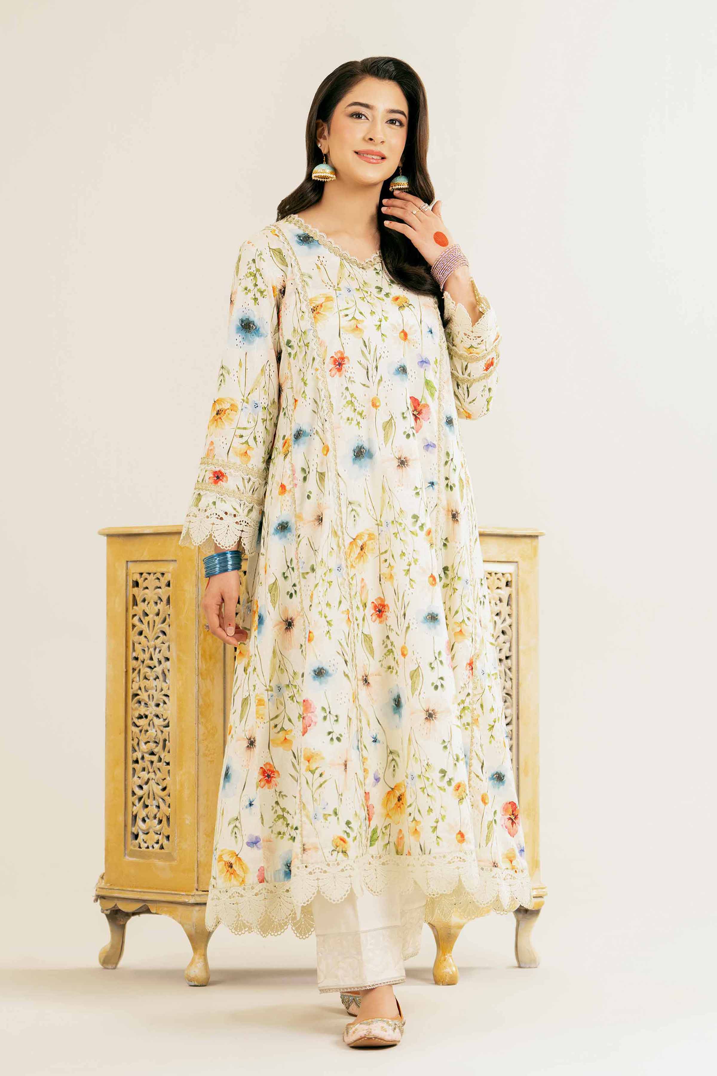 NishatUK - Off White Printed Chicken Kari 1-piece ready to wear Shirt