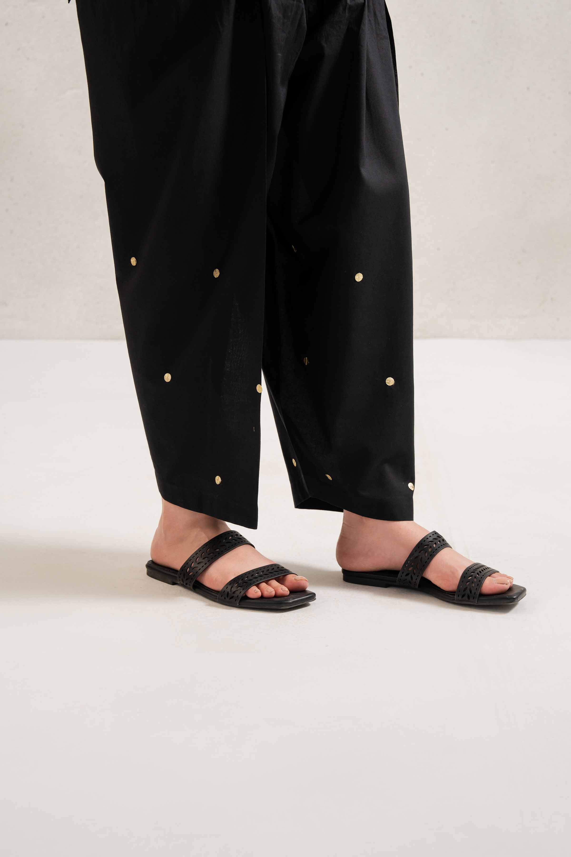 NishatUK - Black Embroidered Cambric 1-piece ready to wear Trouser