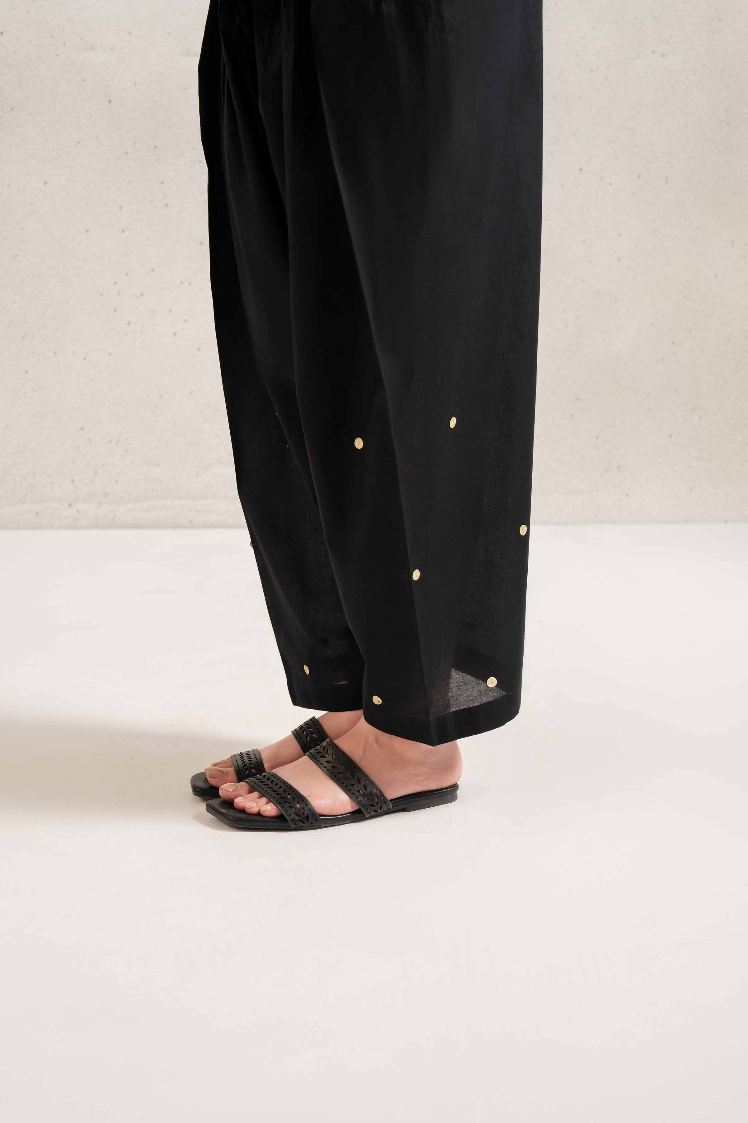 NishatUK - Black Embroidered Cambric 1-piece ready to wear Trouser