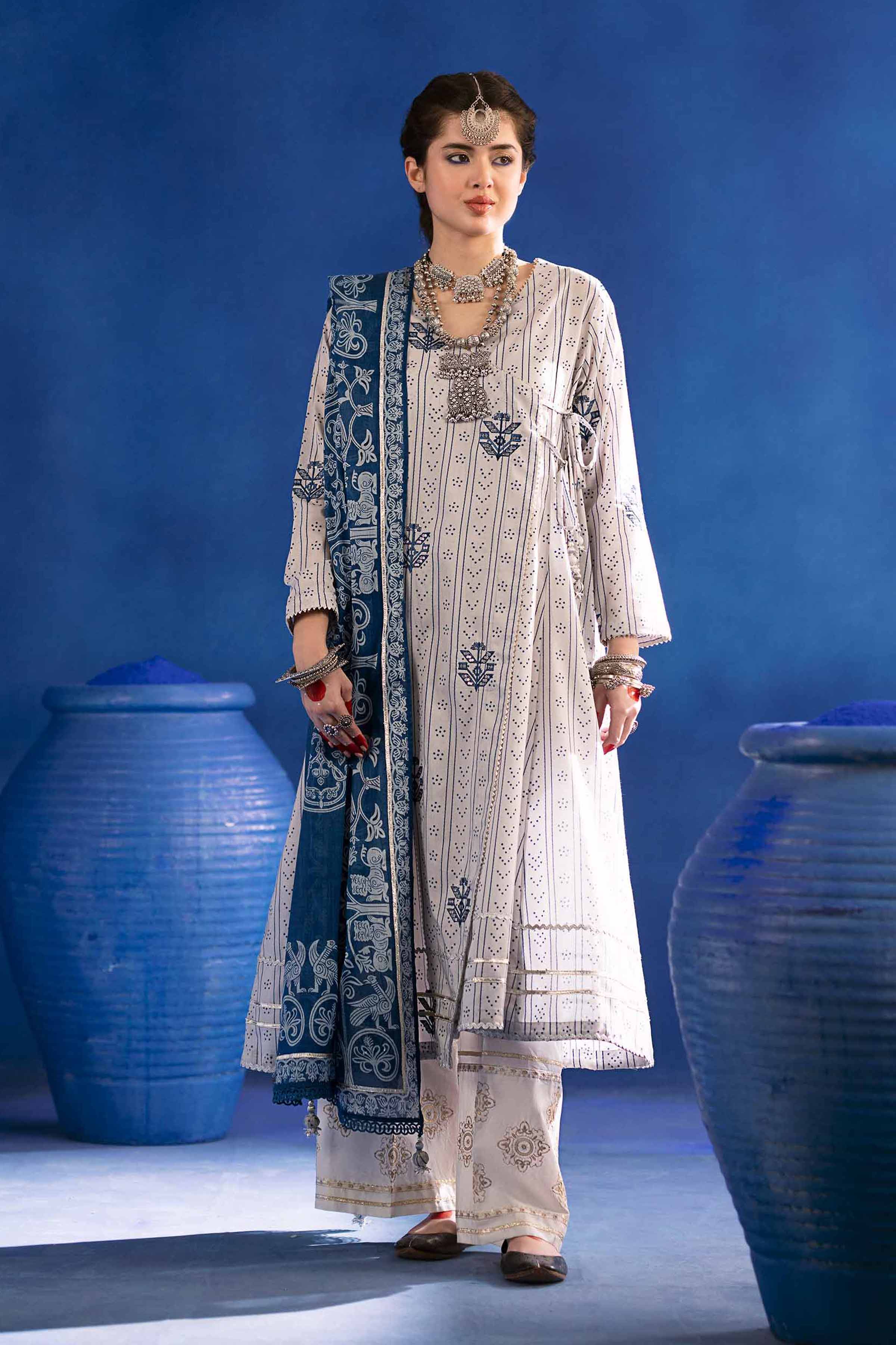 NishatUK - Blue Embroidered Lawn 2-piece ready to wear Dress