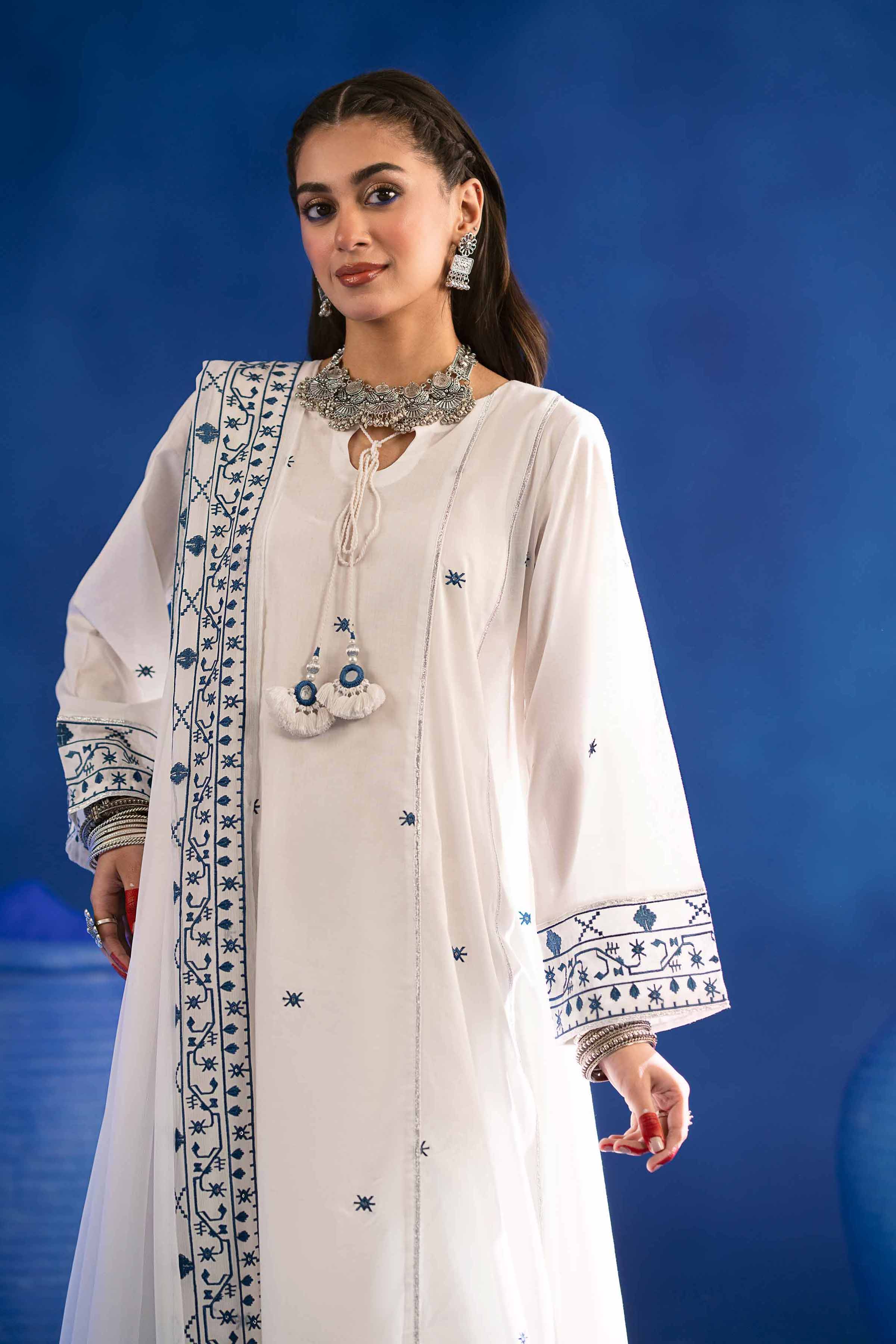 NishatUK - White Embroidered Lawn 2-piece ready to wear Dress
