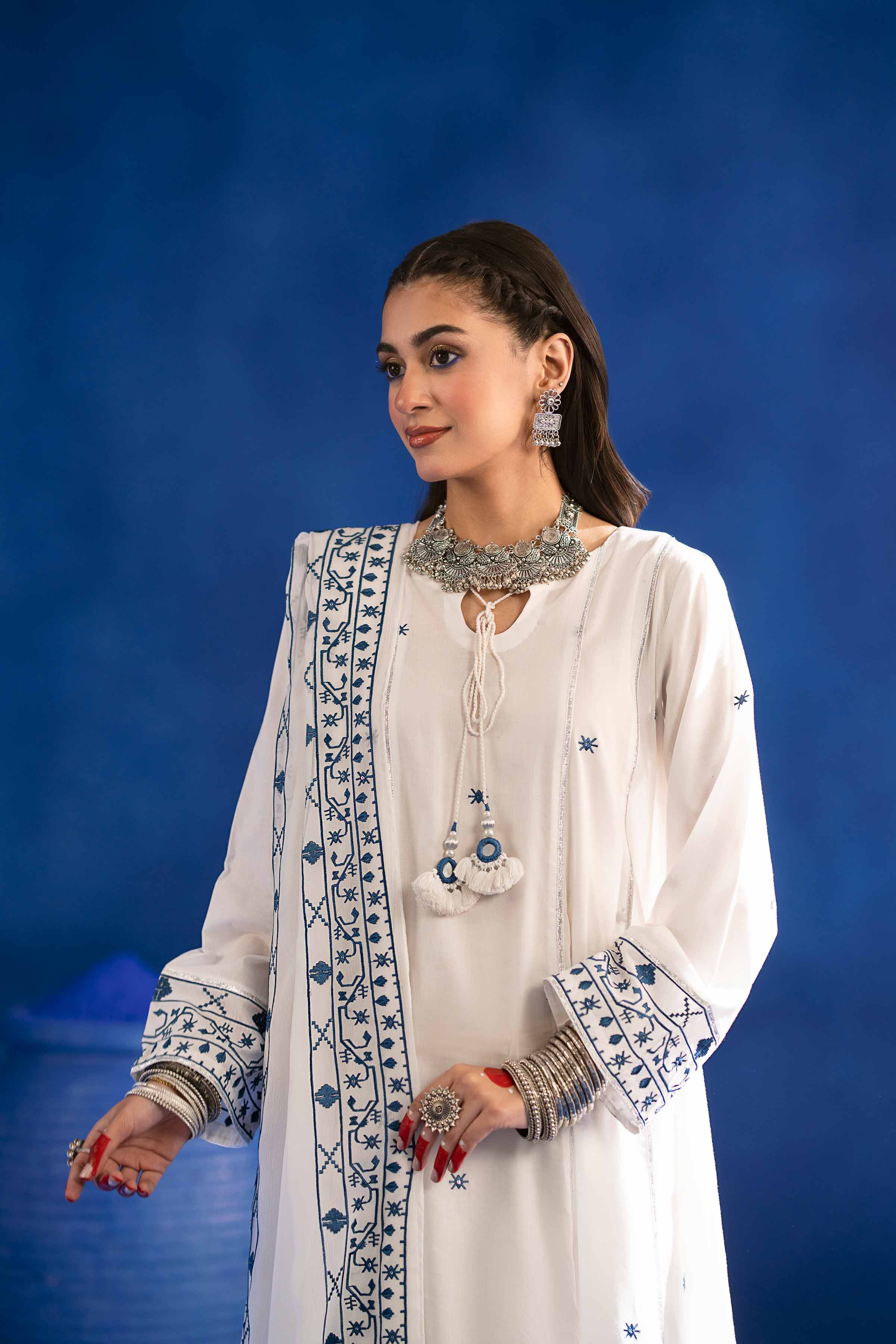 NishatUK - White Embroidered Lawn 2-piece ready to wear Dress