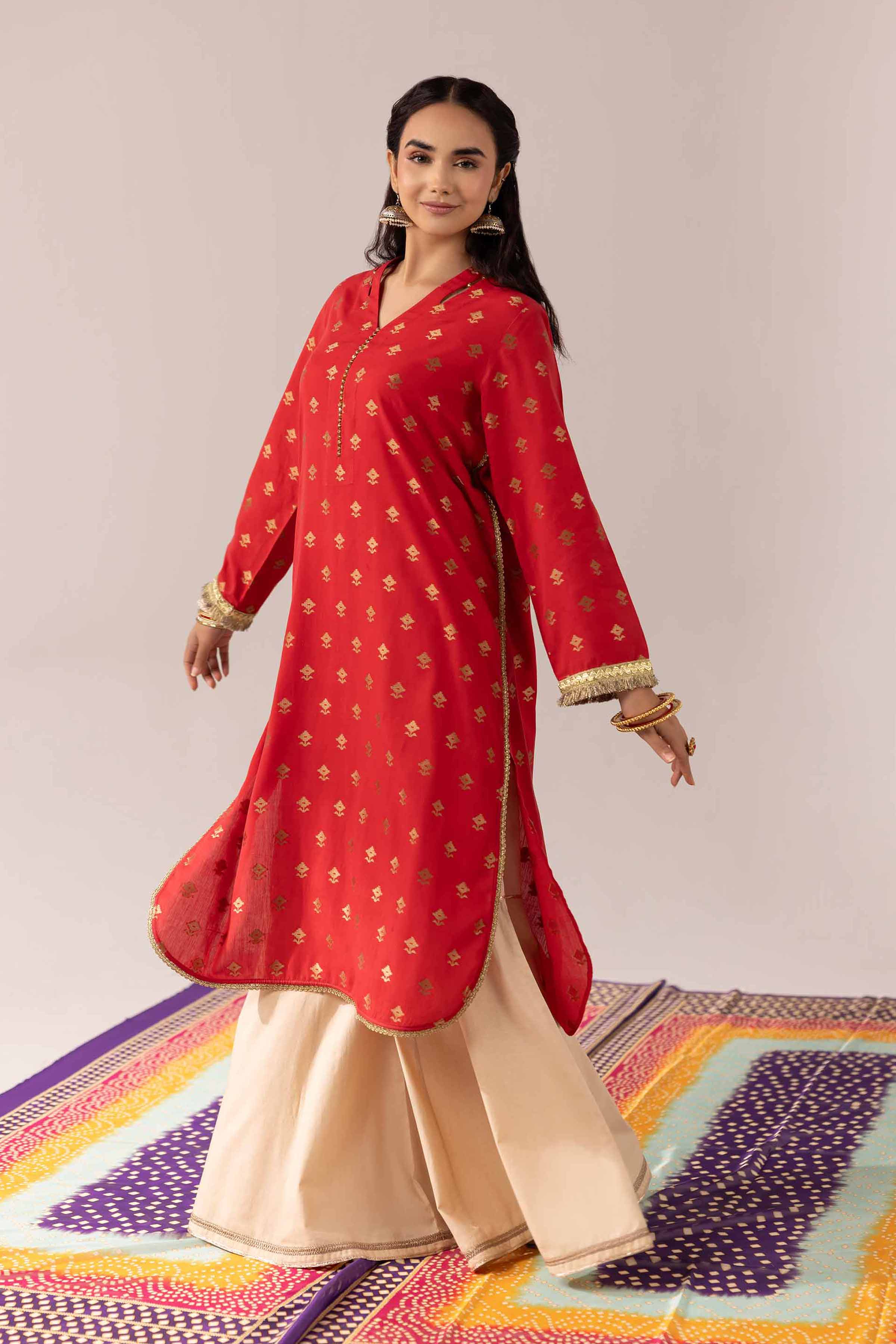 NishatUK - Red Solids Jacquard 1-piece ready to wear Shirt