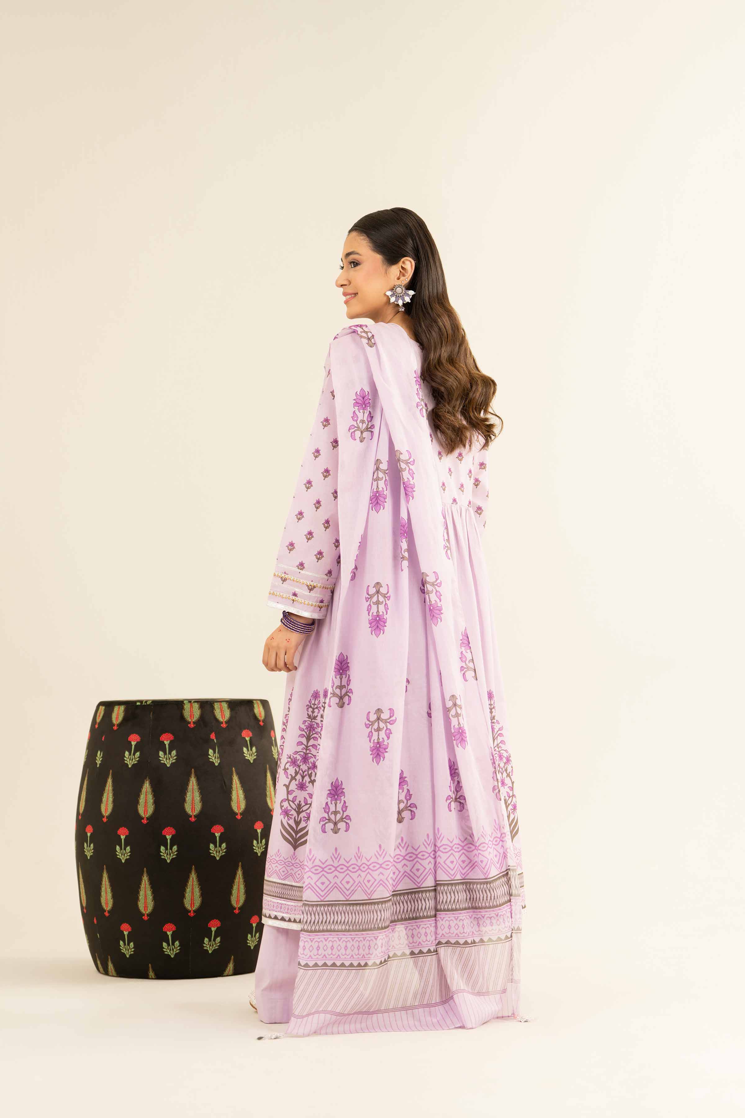 NishatUK - Purple Printed Lawn 3-piece ready to wear Suit