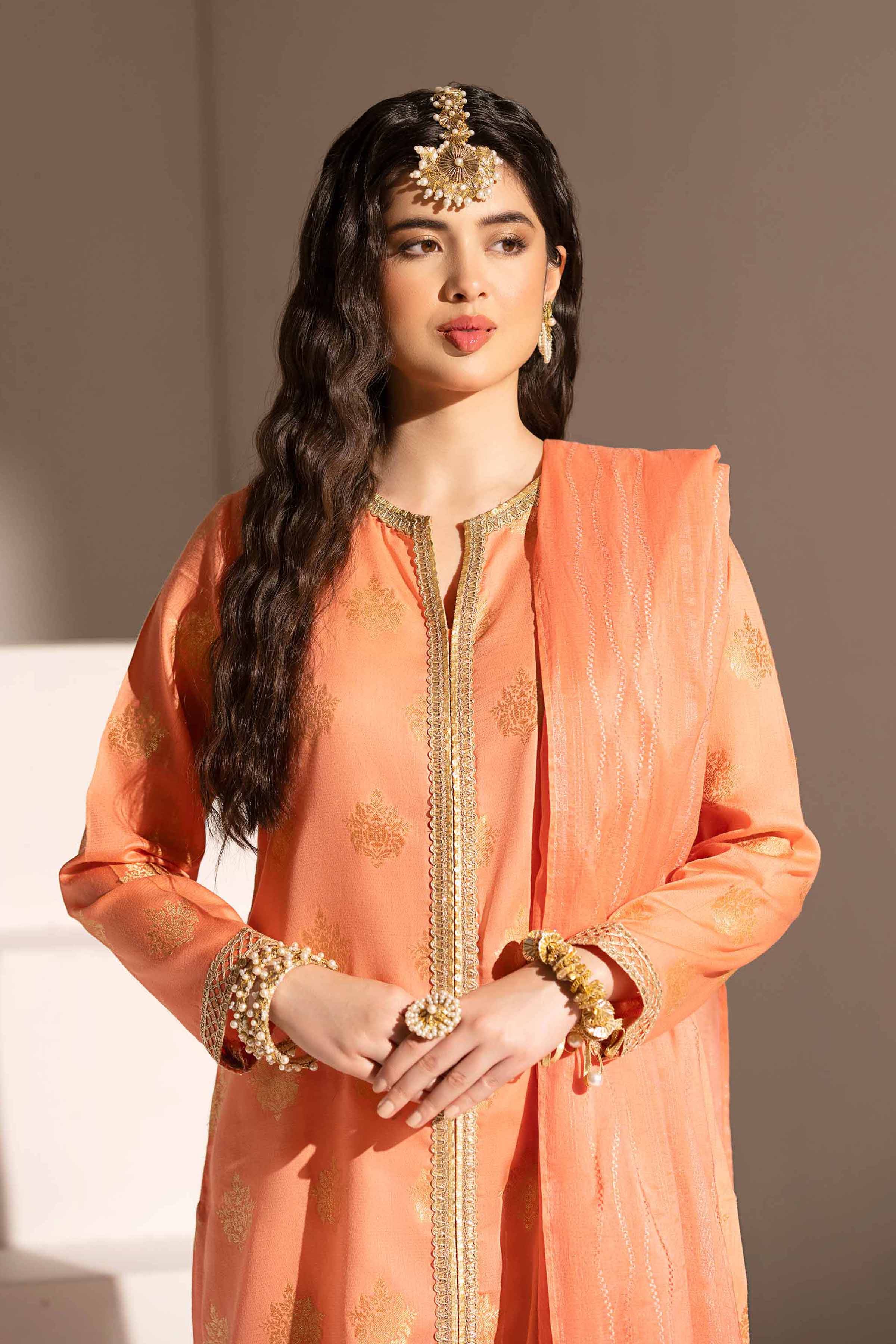 NishatUK - Peach Solids Jacquard 2-piece ready to wear Dress