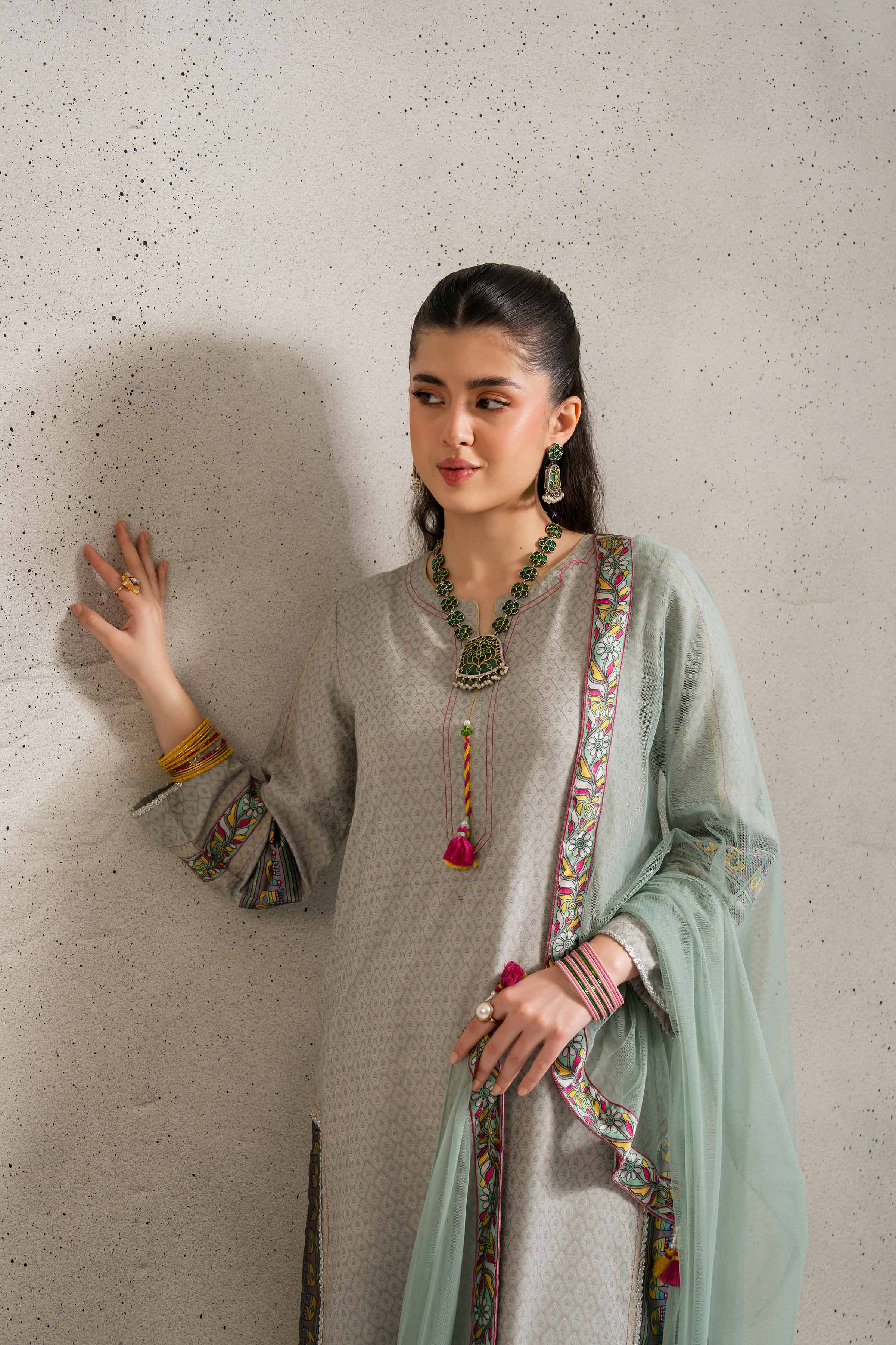 NishatUK - Grey Solids Jacquard 2-piece ready to wear Dress