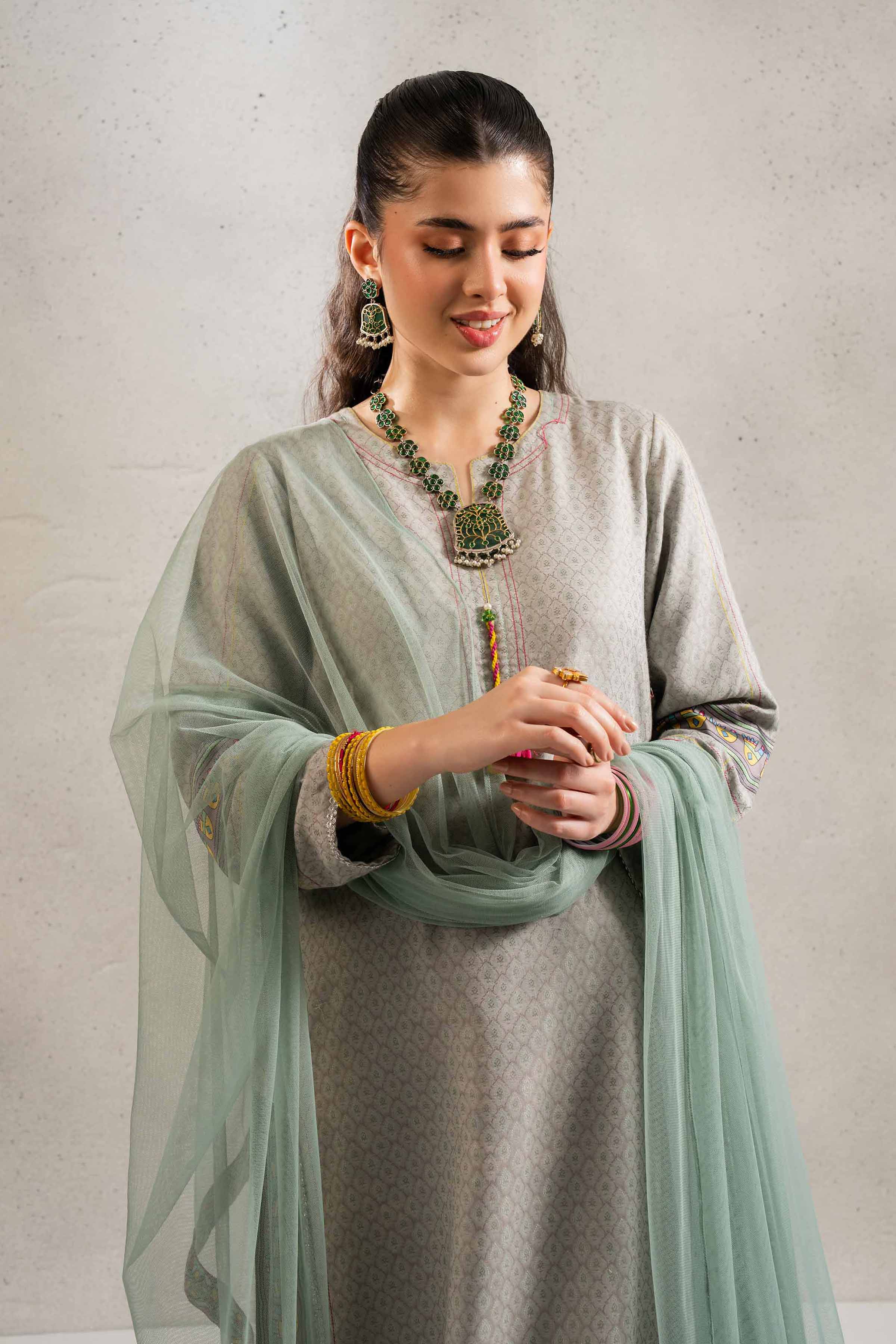 NishatUK - Grey Solids Jacquard 2-piece ready to wear Dress