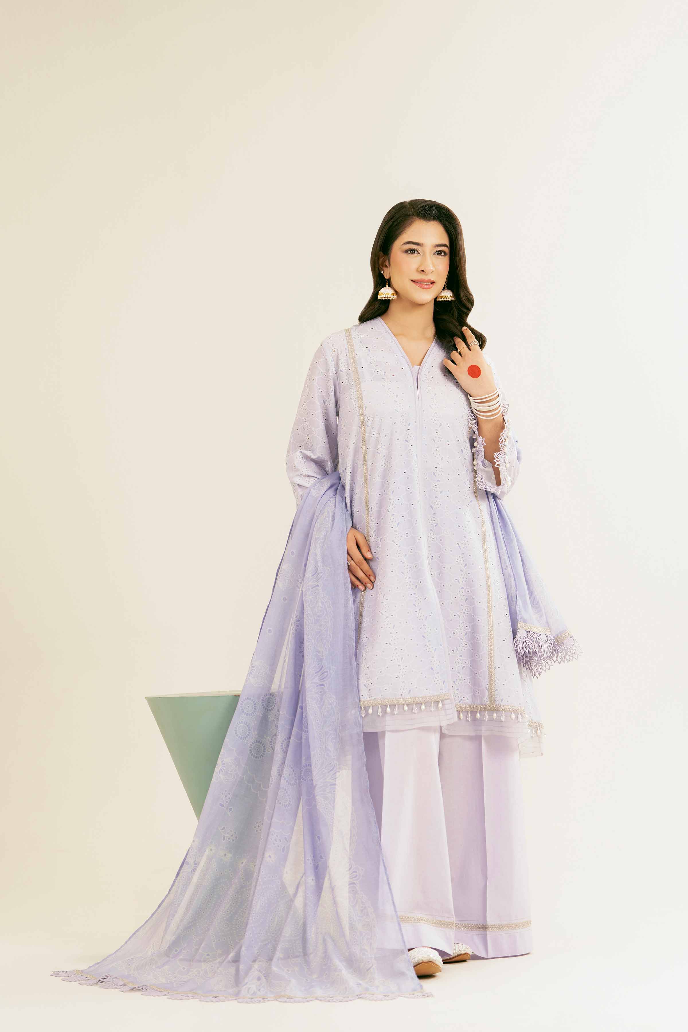 NishatUK - Purple Printed Chicken Kari 3-piece ready to wear Suit