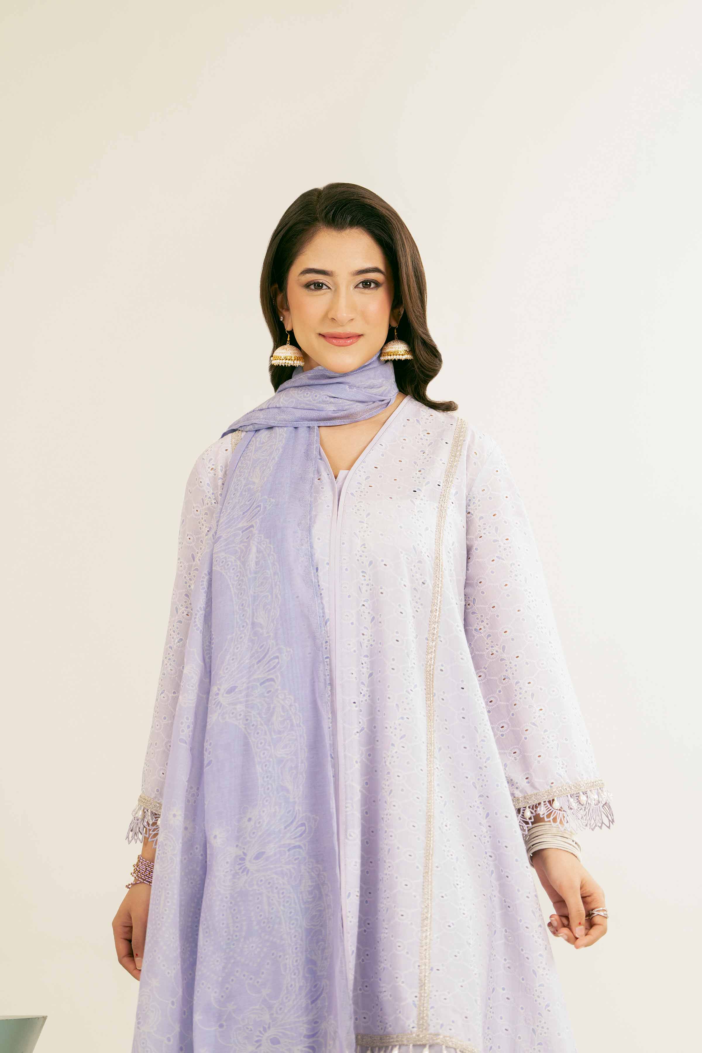 NishatUK - Purple Printed Chicken Kari 3-piece ready to wear Suit