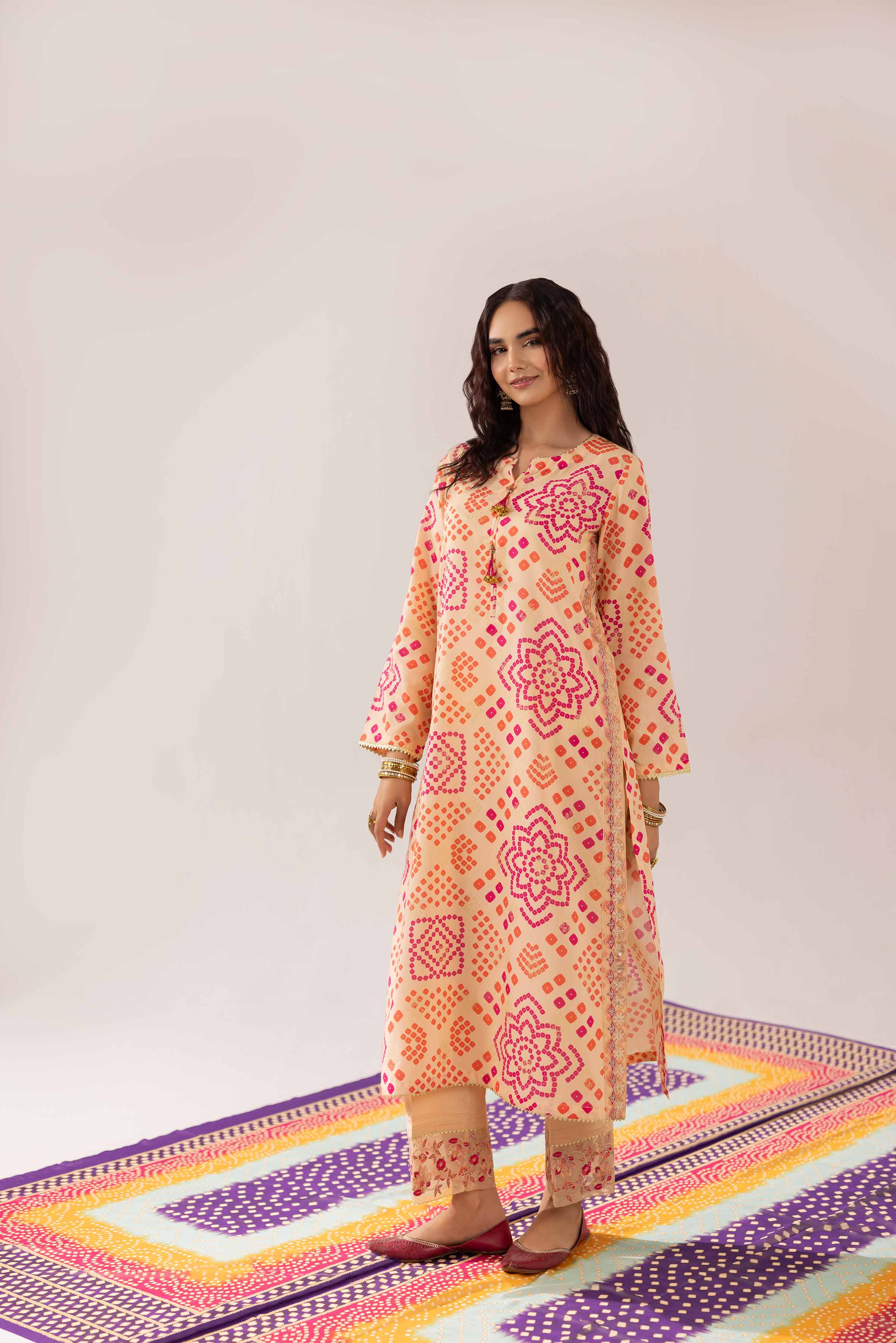 NishatUK - Peach Embroidered Jacquard 2-piece ready to wear Dress