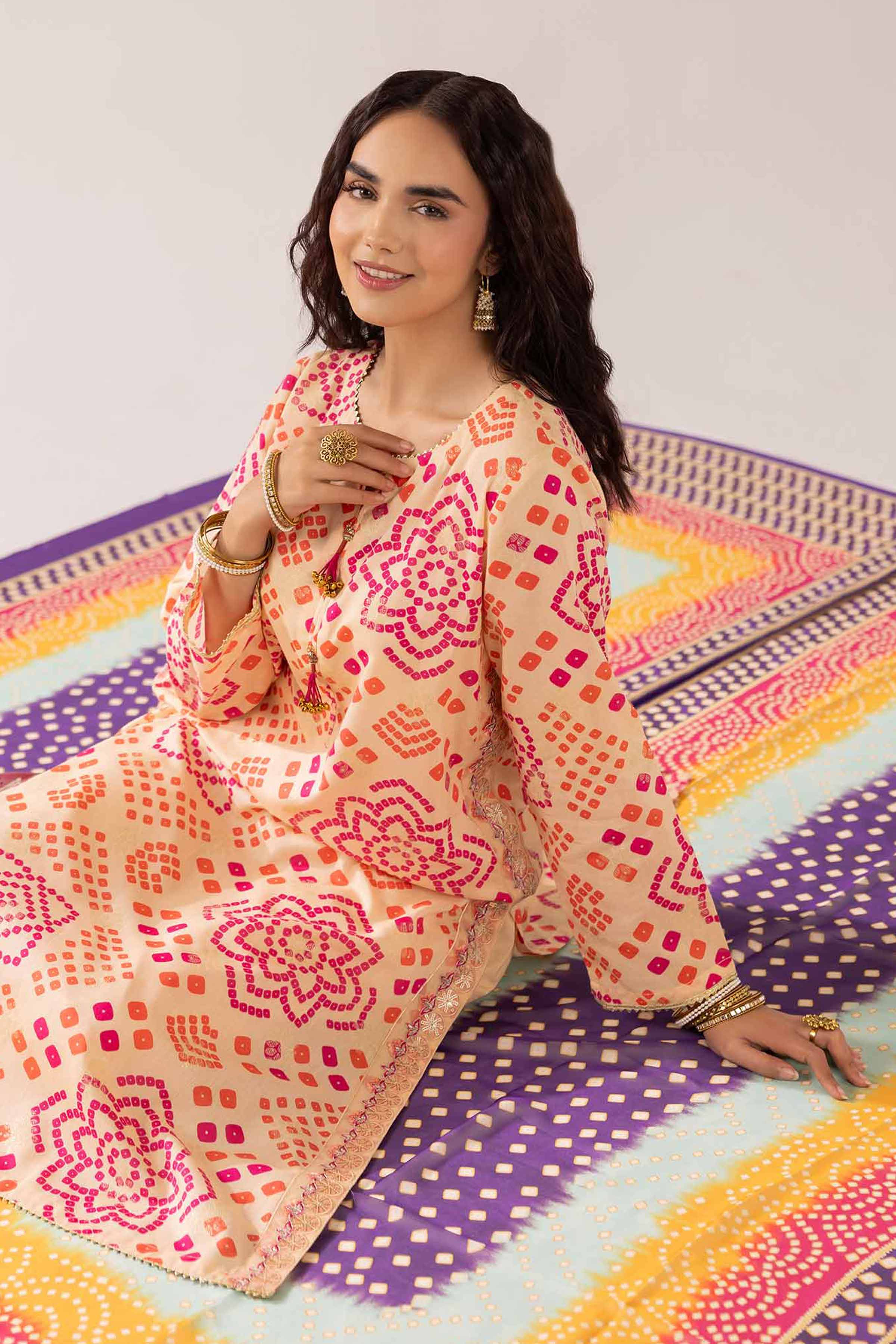 NishatUK - Peach Embroidered Jacquard 2-piece ready to wear Dress