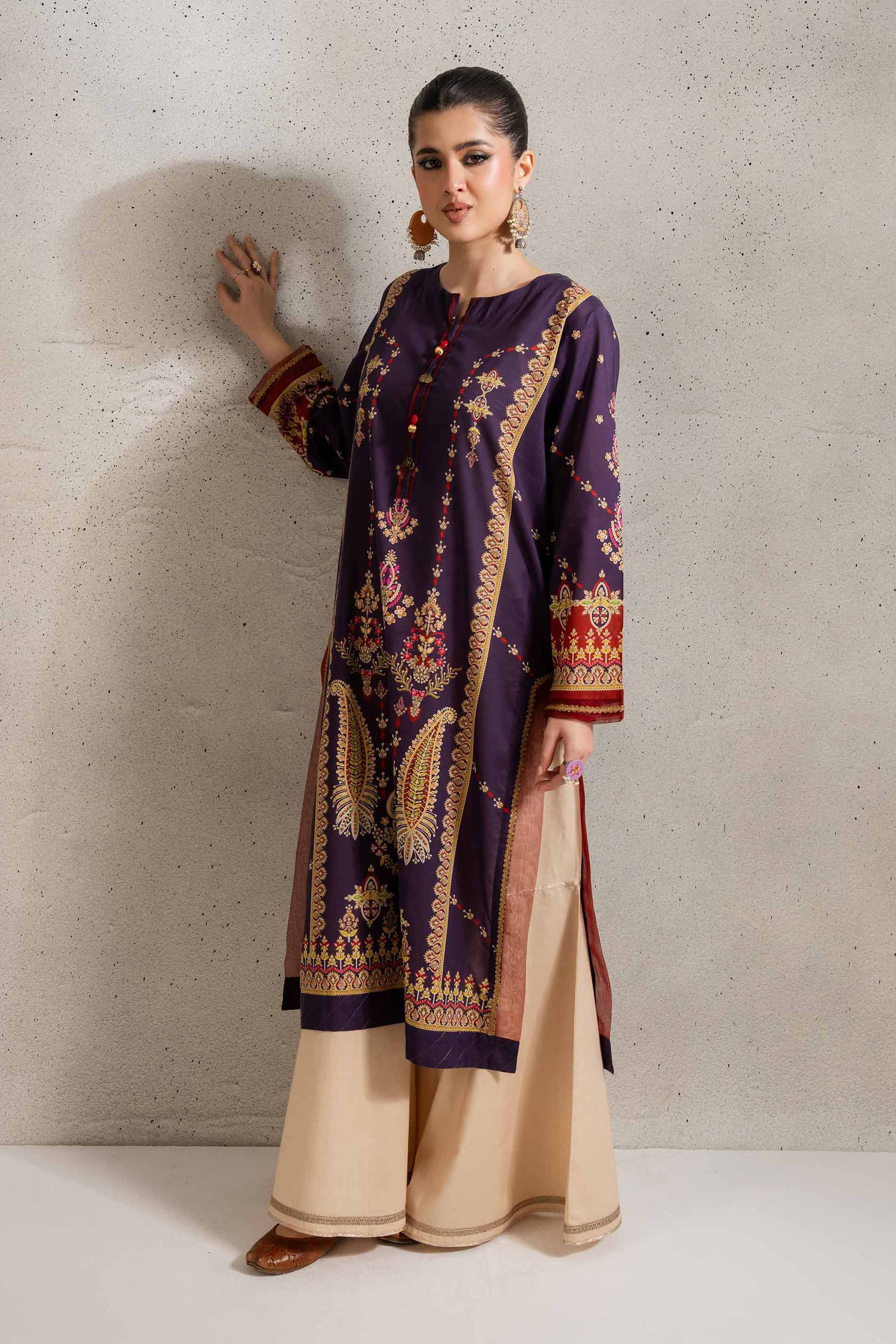 NishatUK - Purple Printed Lawn 1-piece ready to wear Shirt