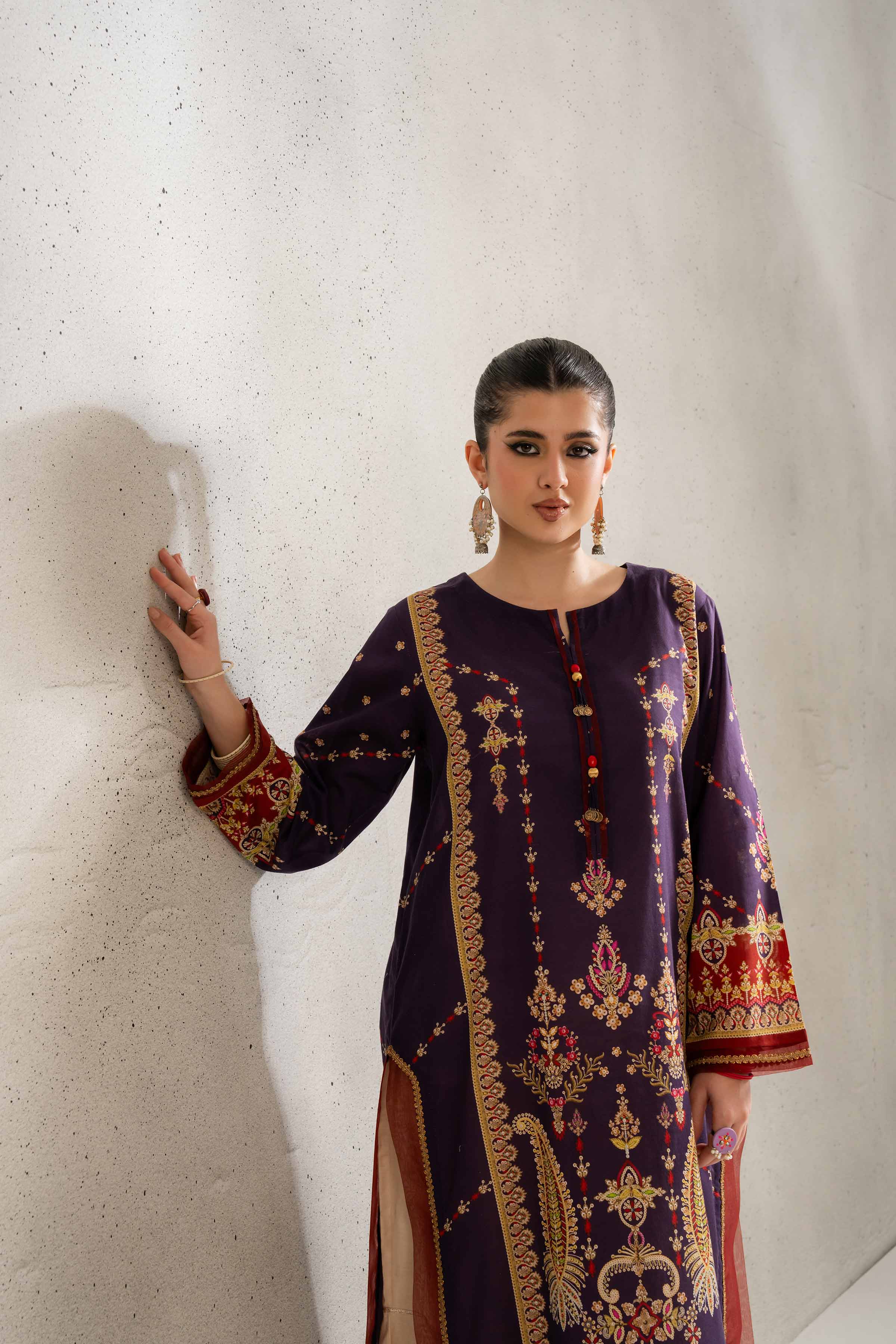 NishatUK - Purple Printed Lawn 1-piece ready to wear Shirt