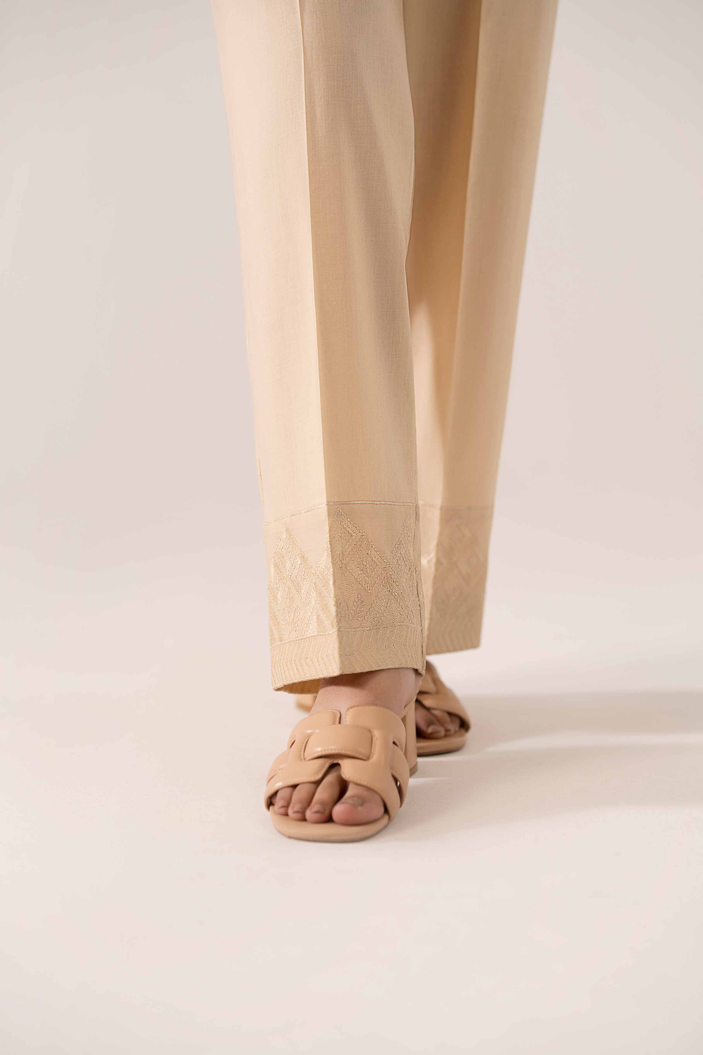 NishatUK - Beige Embroidered Cambric 1-piece ready to wear Trouser