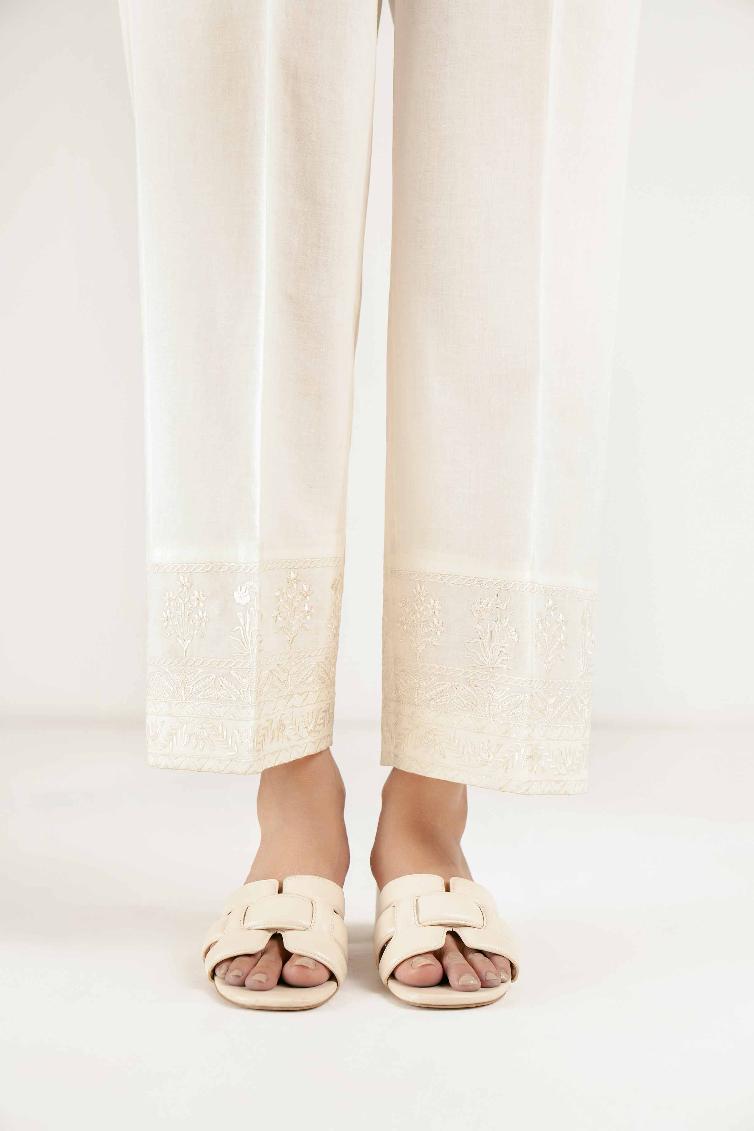 NishatUK - Off White Embroidered Cambric 1-piece ready to wear Trouser
