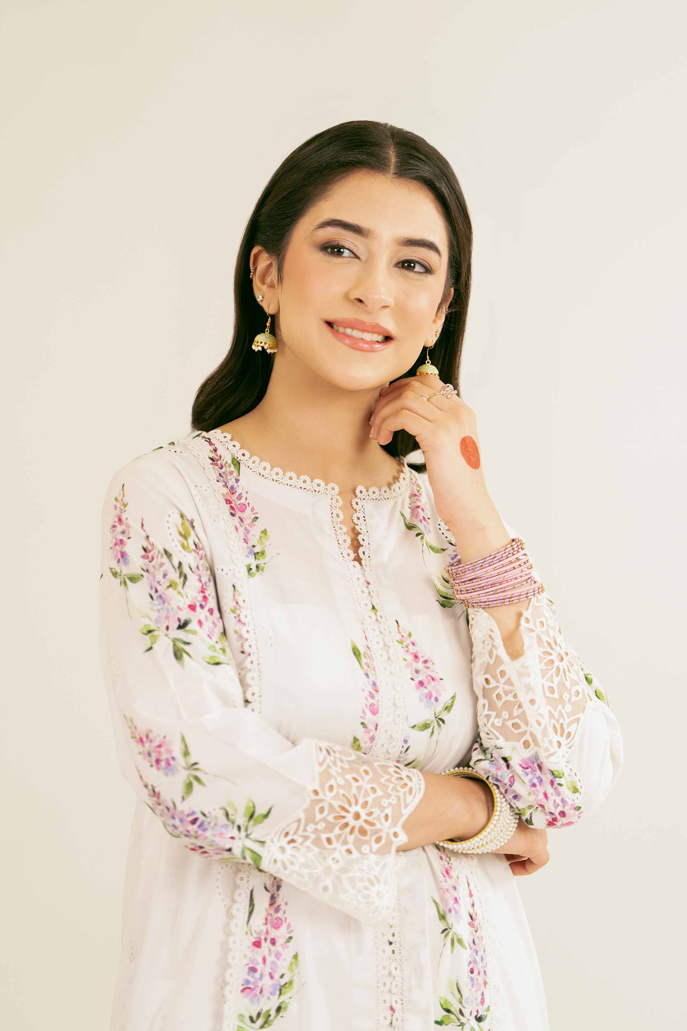 NishatUK - White Embroidered Chicken Kari 2-piece ready to wear Dress