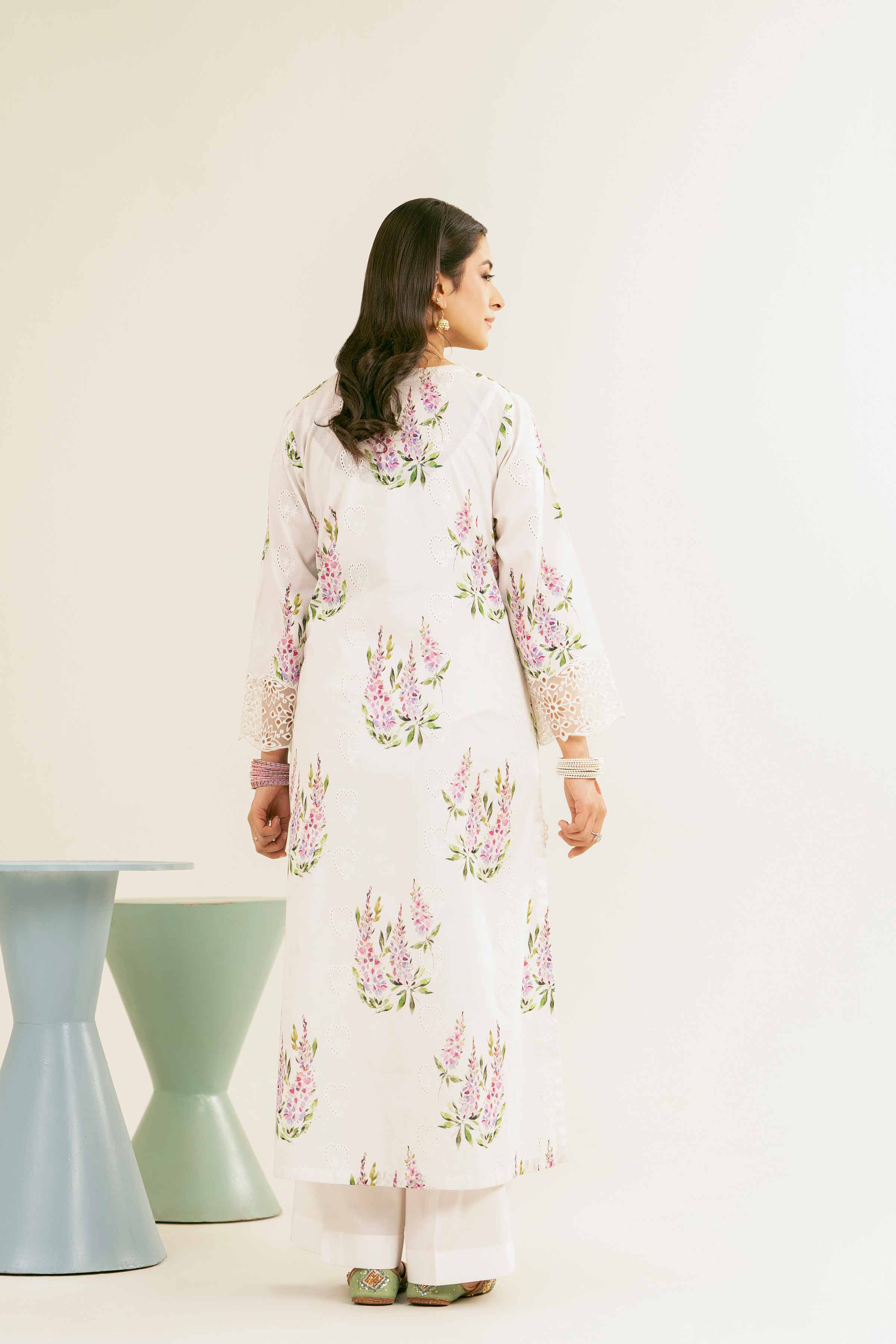 NishatUK - White Embroidered Chicken Kari 2-piece ready to wear Dress