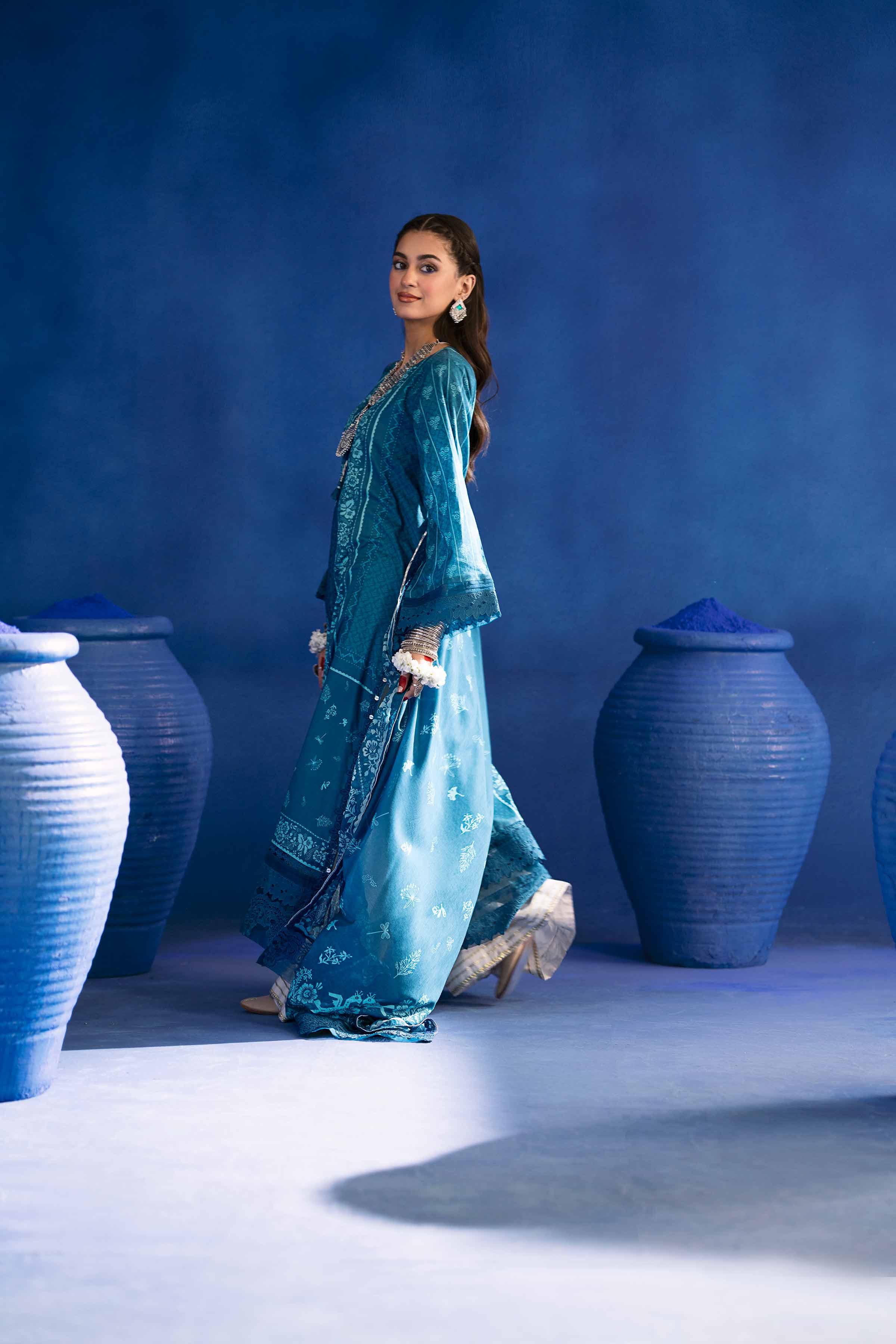 NishatUK - Blue Printed Lawn 2-piece ready to wear Dress