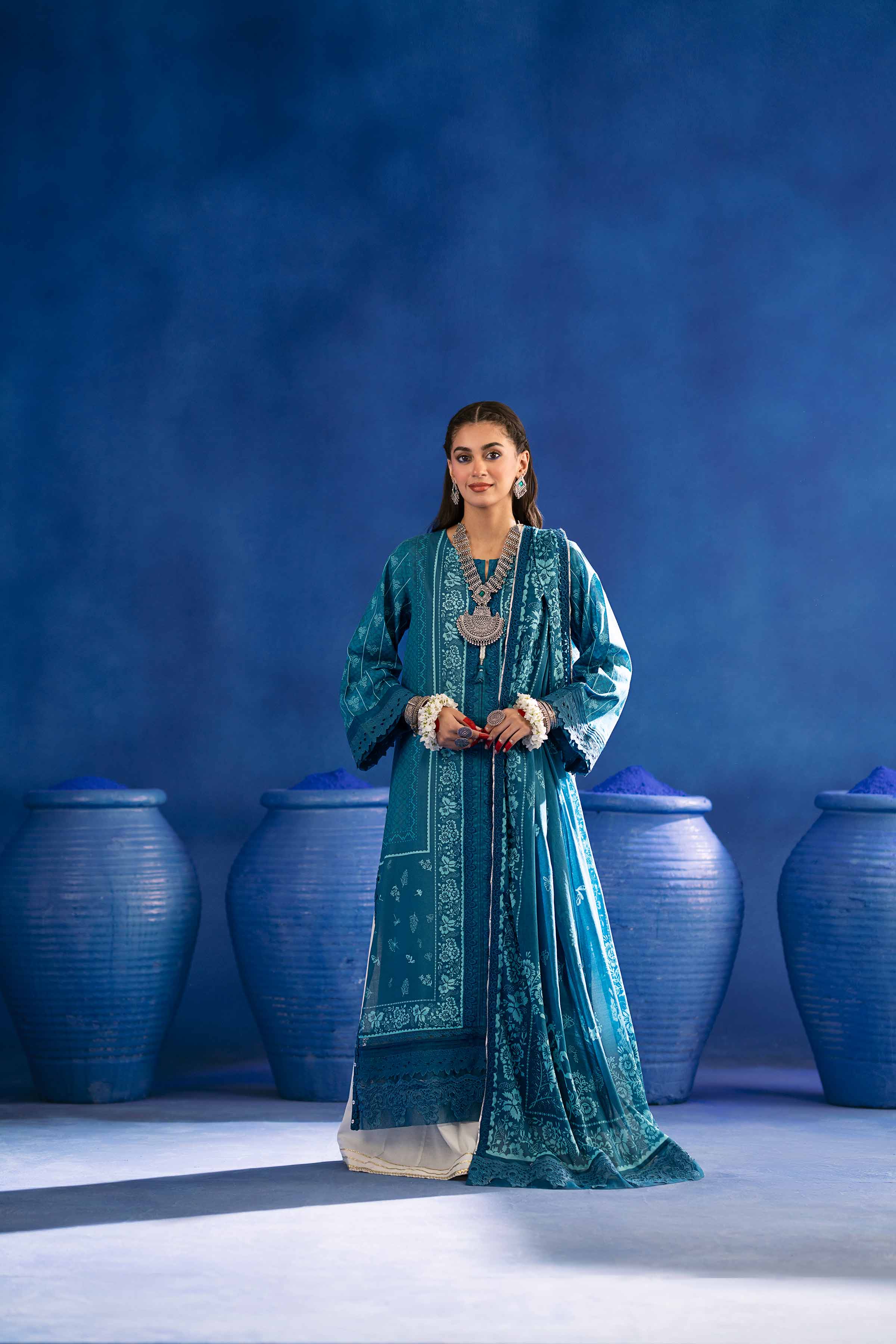 NishatUK - Blue Printed Lawn 2-piece ready to wear Dress