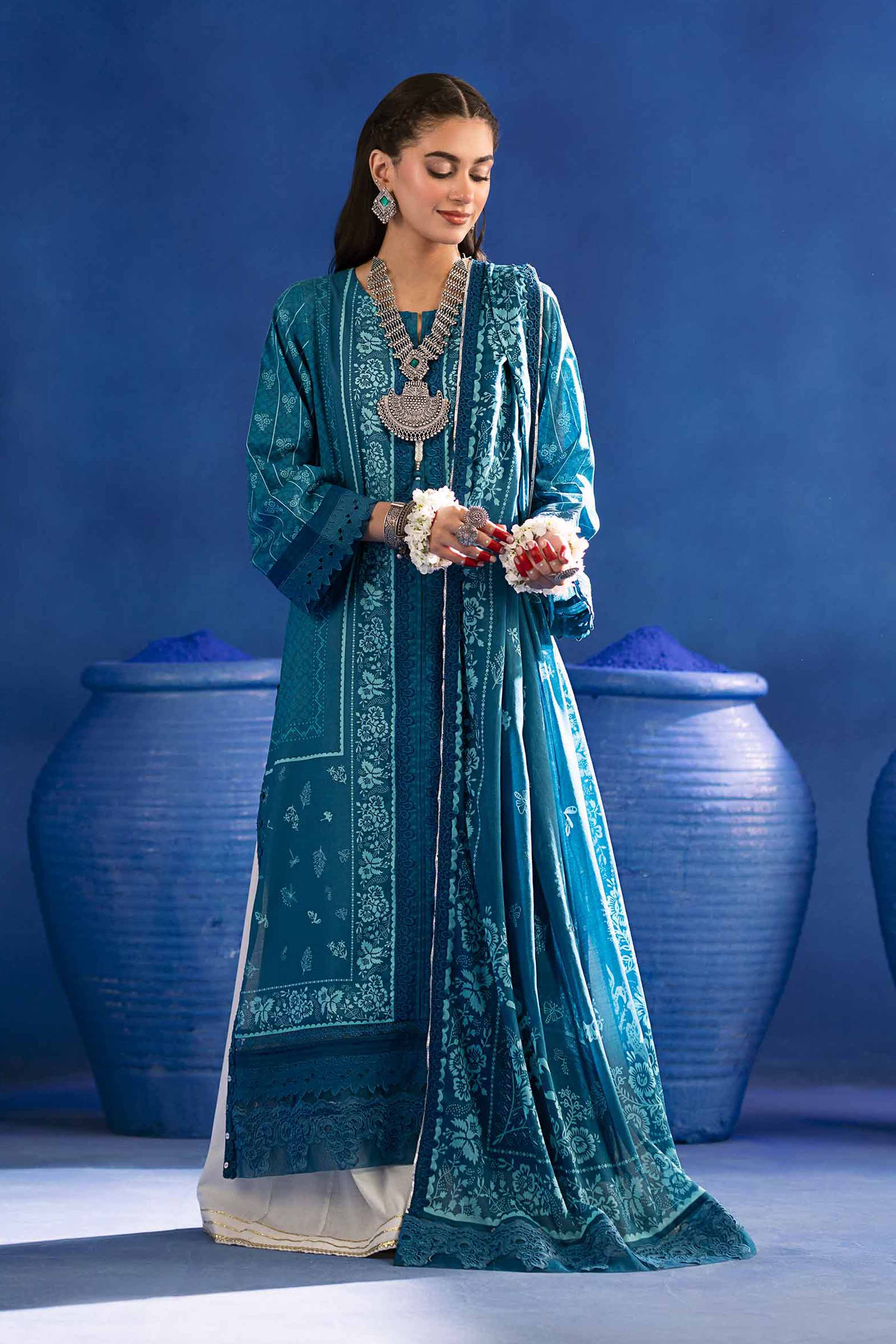 NishatUK - Blue Printed Lawn 2-piece ready to wear Dress