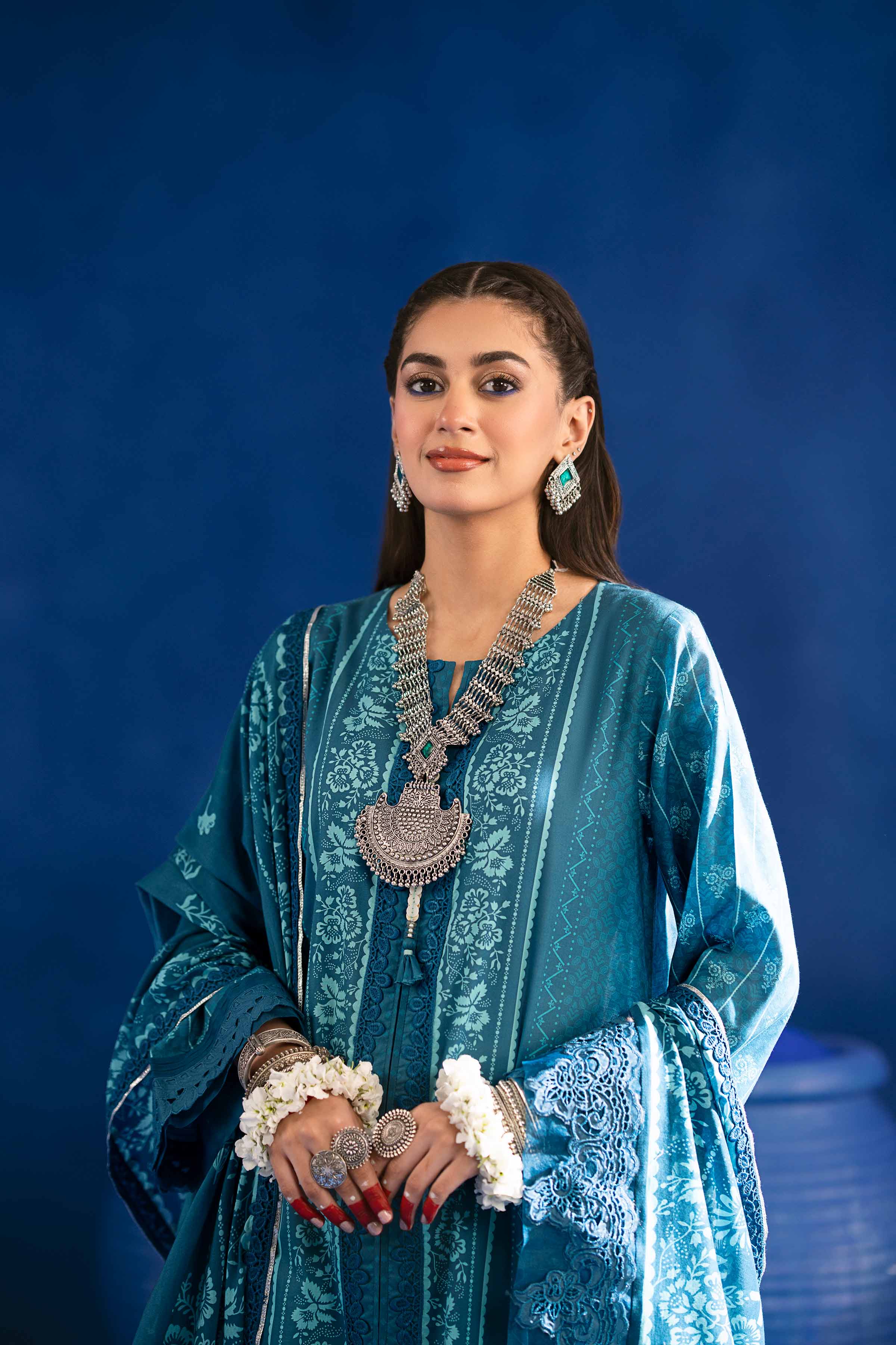 NishatUK - Blue Printed Lawn 2-piece ready to wear Dress