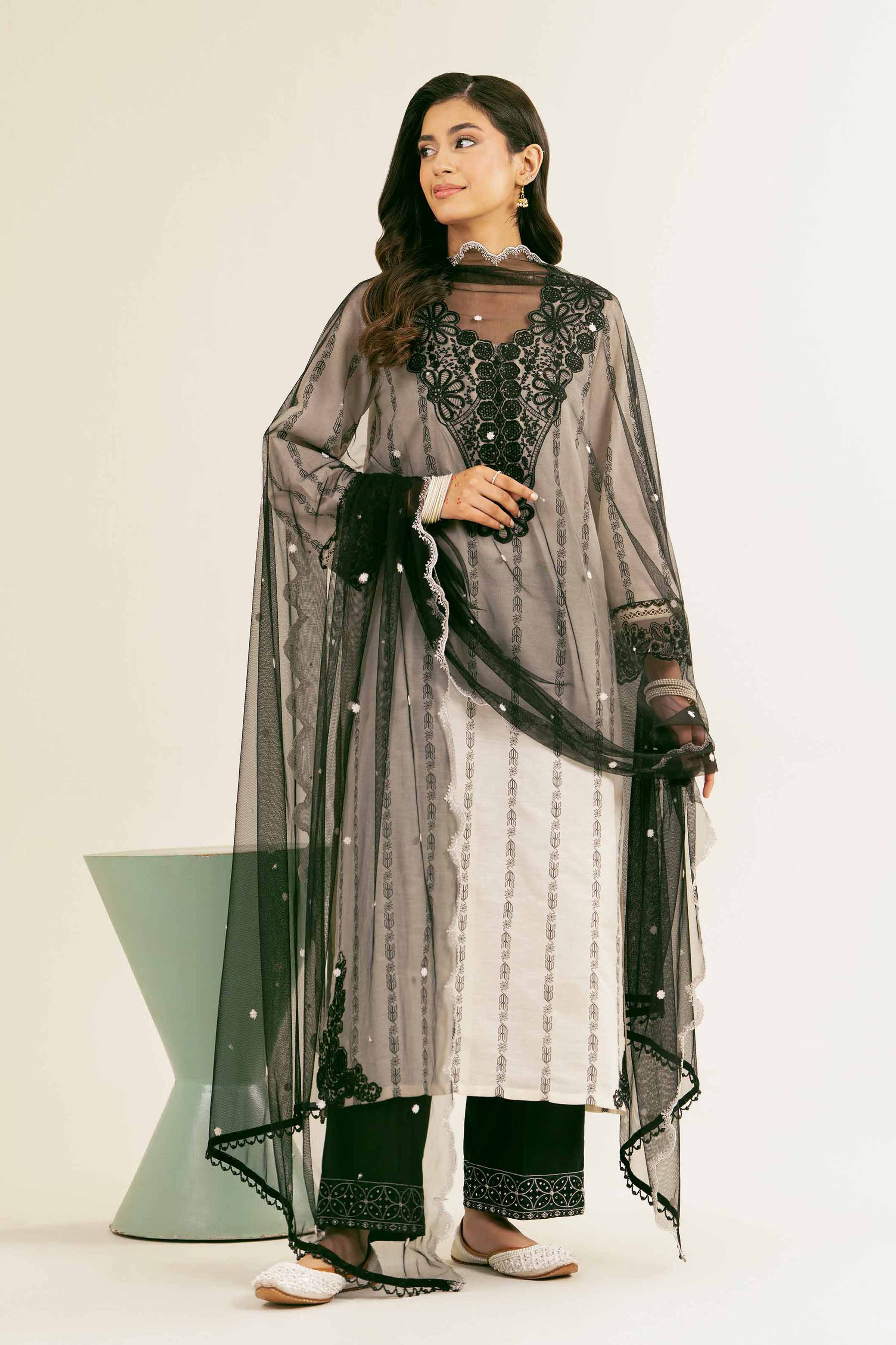 NishatUK - Off White Embroidered Jacquard 2-piece ready to wear Dress