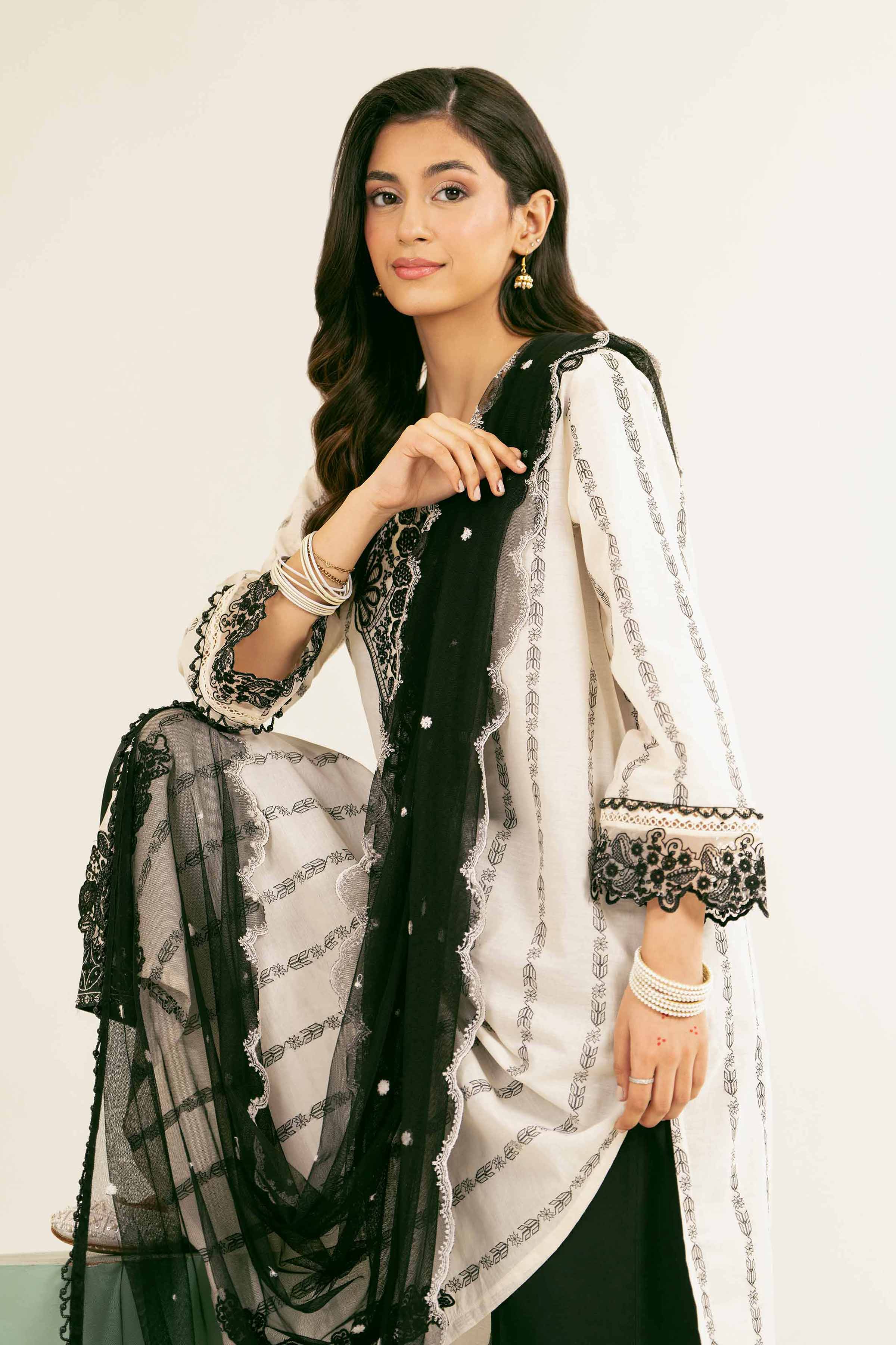 NishatUK - Off White Embroidered Jacquard 2-piece ready to wear Dress