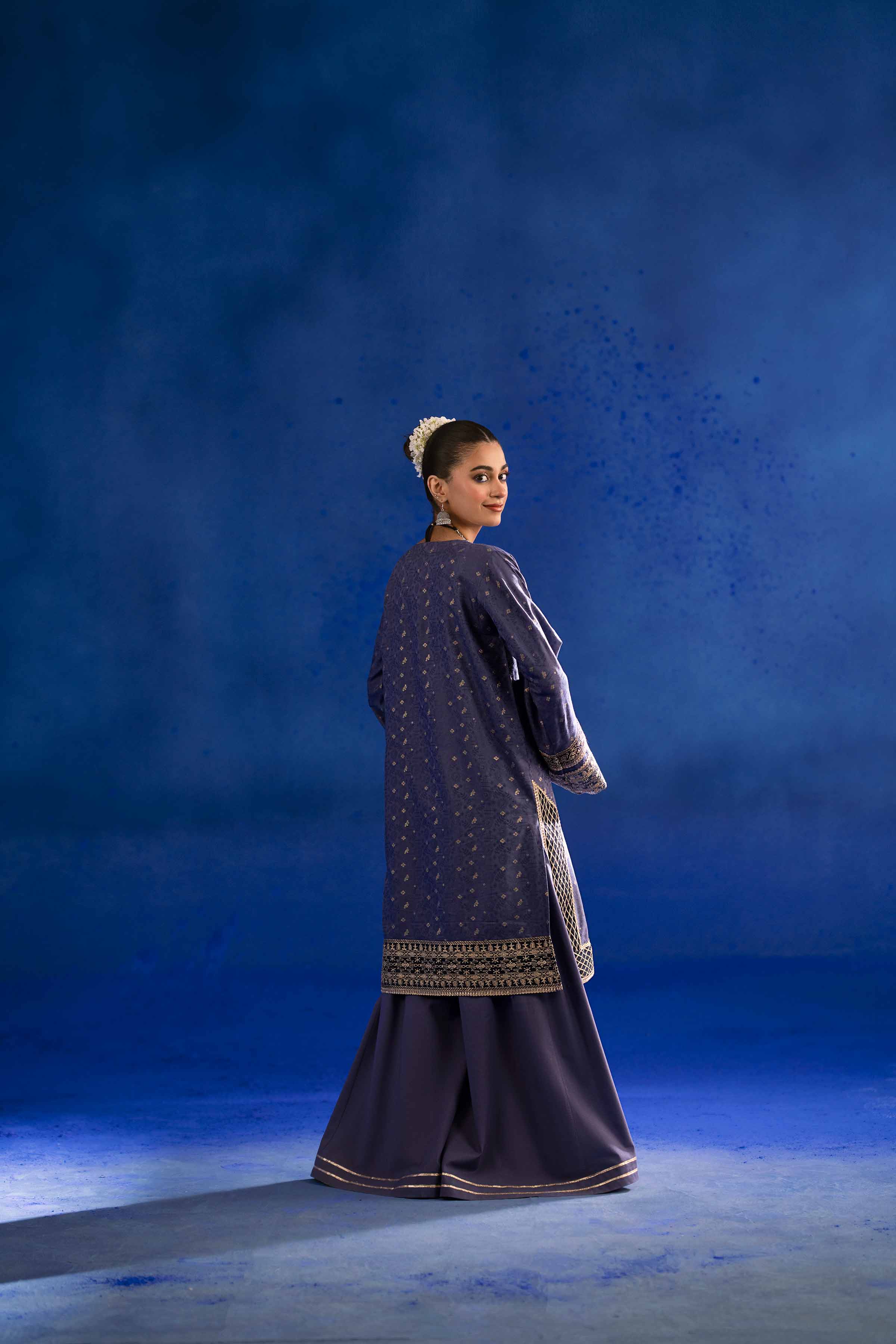 NishatUK - Blue Embroidered Jacquard 2-piece ready to wear Dress
