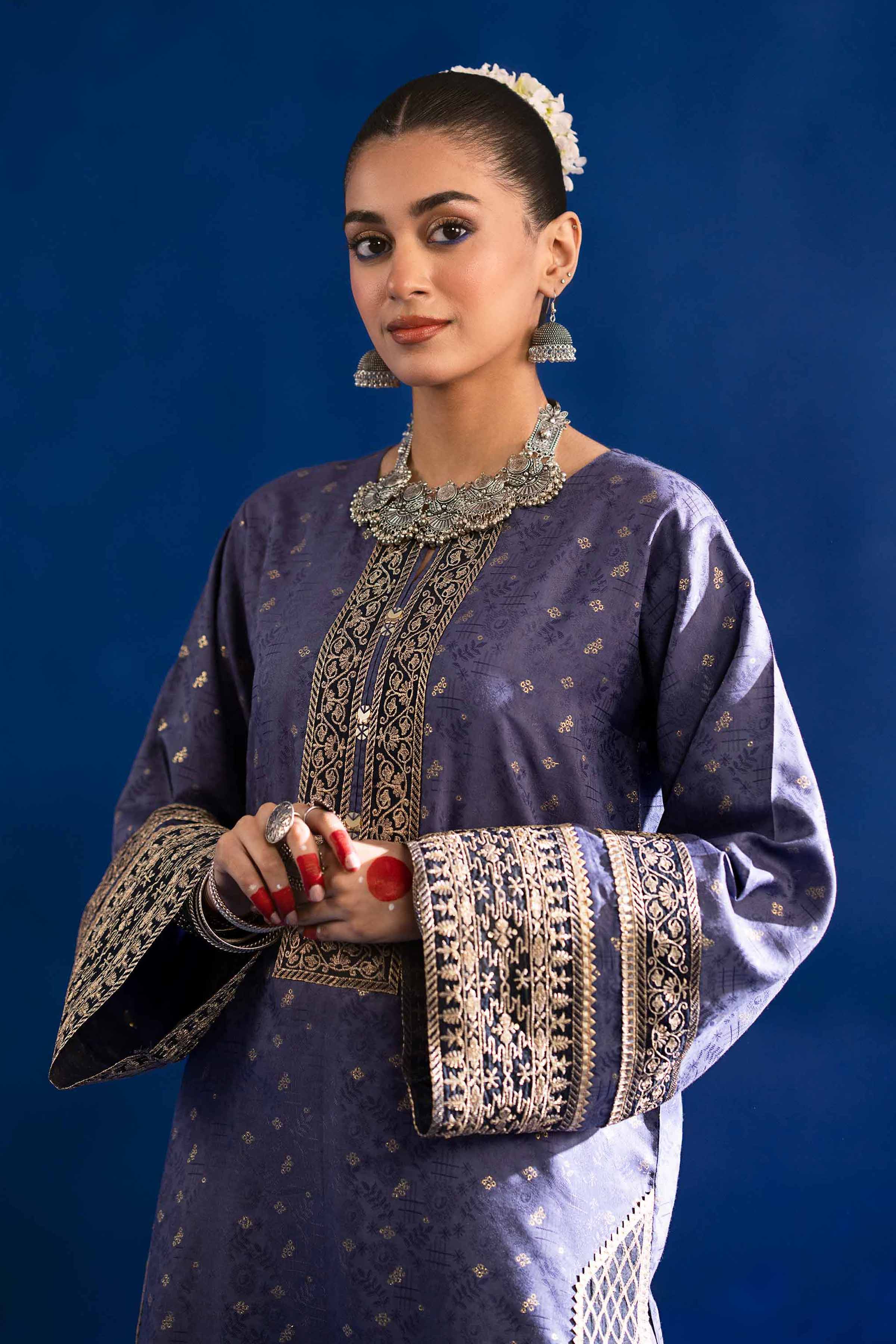 NishatUK - Blue Embroidered Jacquard 2-piece ready to wear Dress