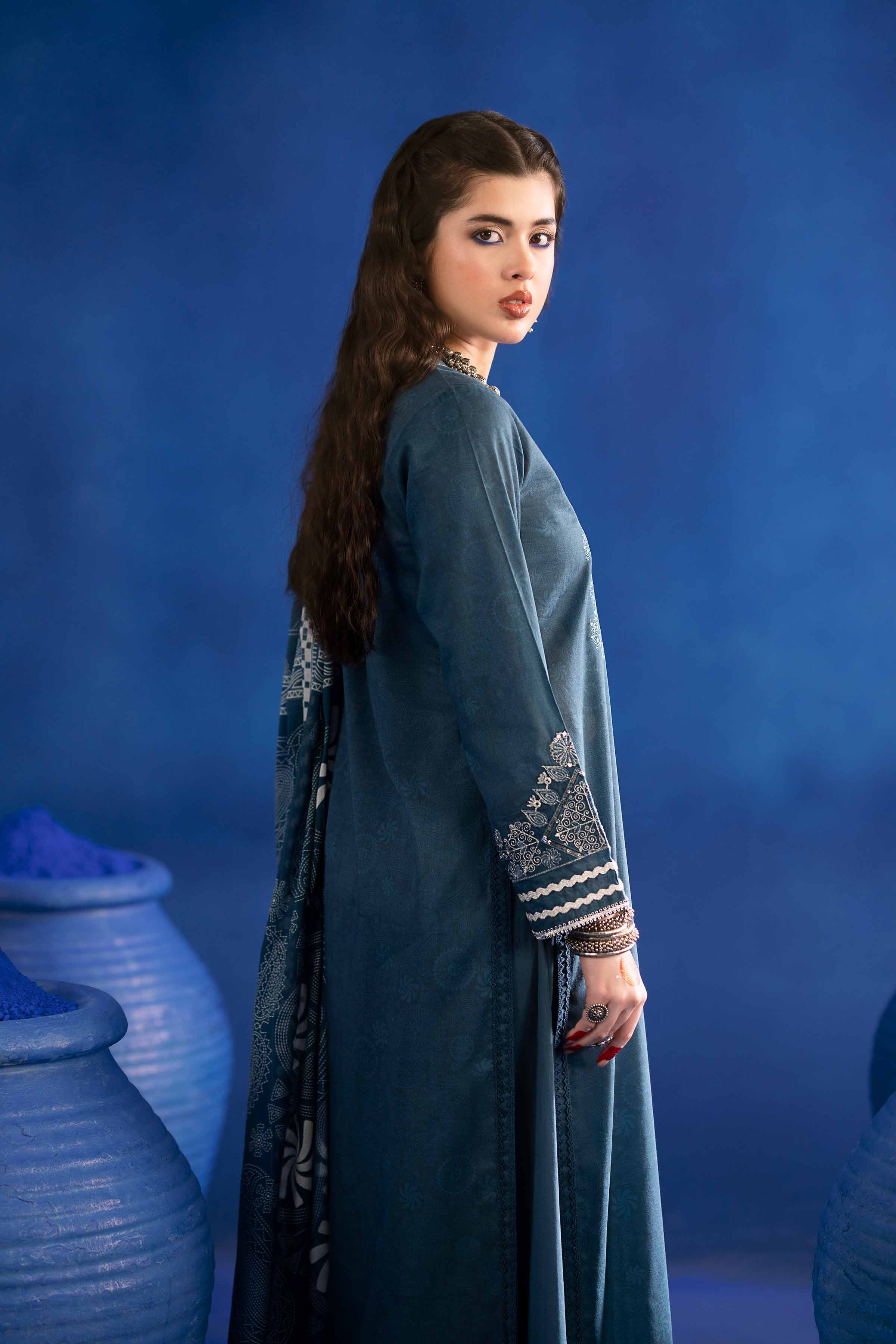 NishatUK - Blue Embroidered Lawn 3-piece ready to wear Suit