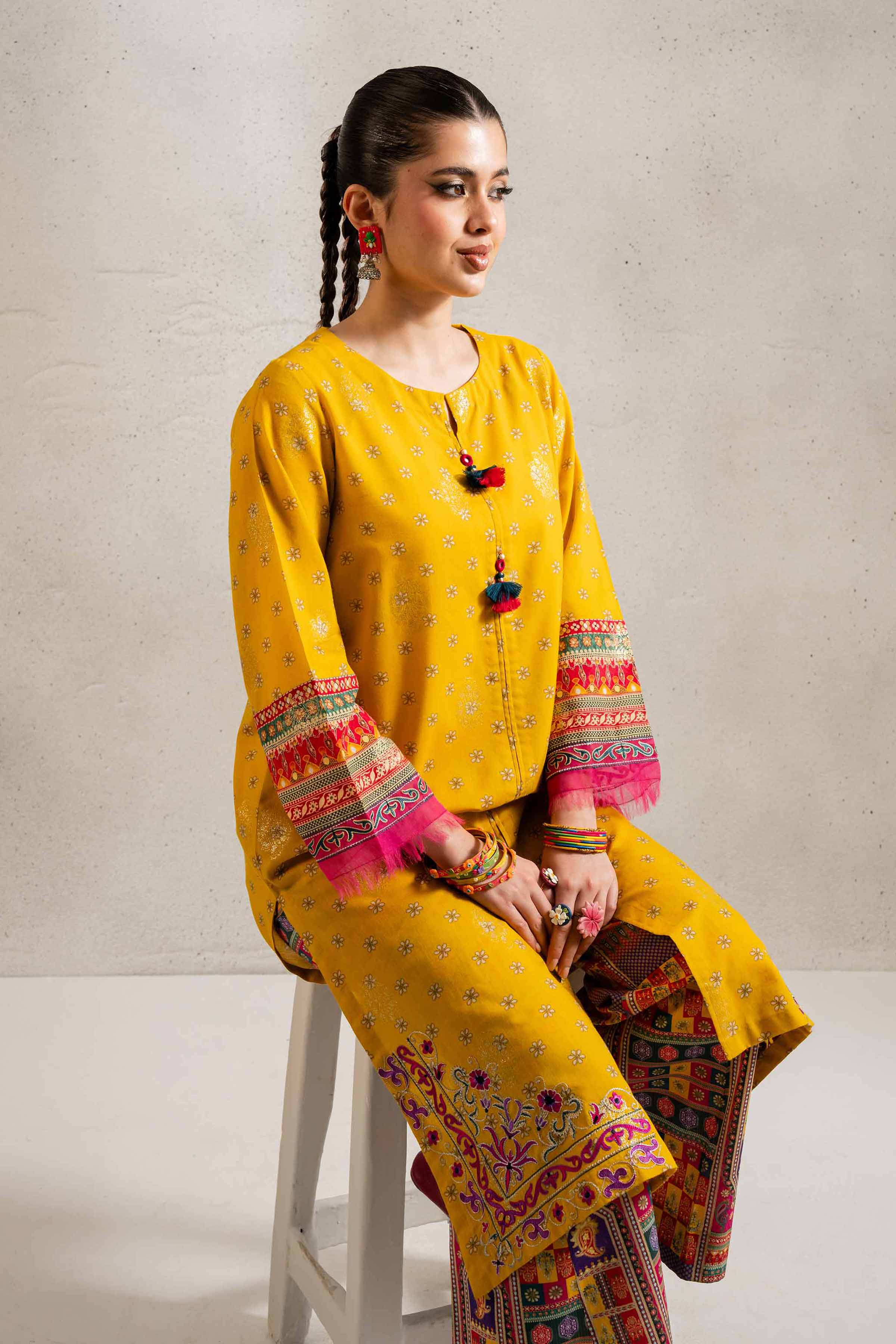 NishatUK - Yellow Embroidered Jacquard 2-piece ready to wear Dress