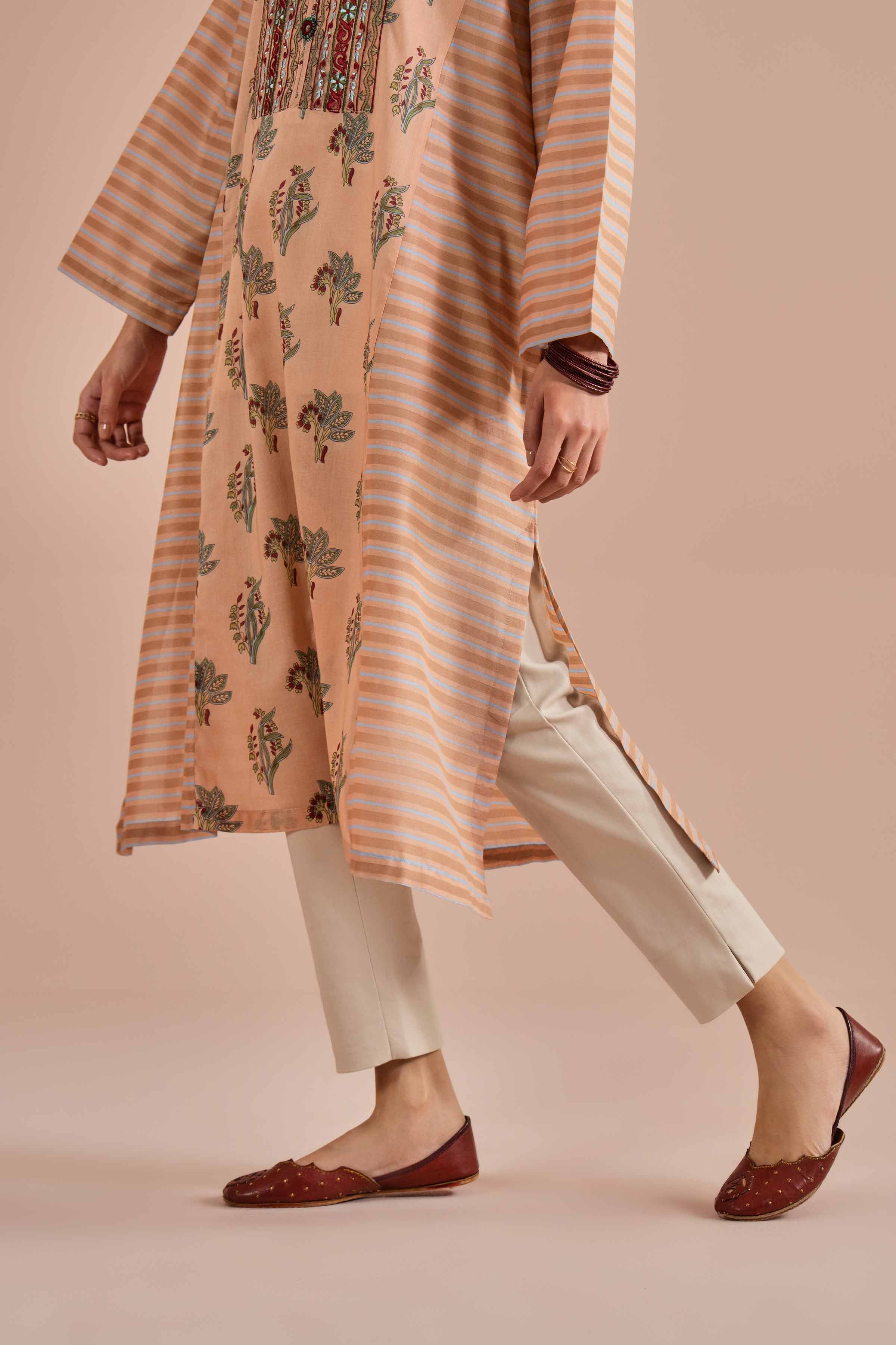 NishatUK - Orange Embroidered Lawn 1-piece ready to wear Shirt