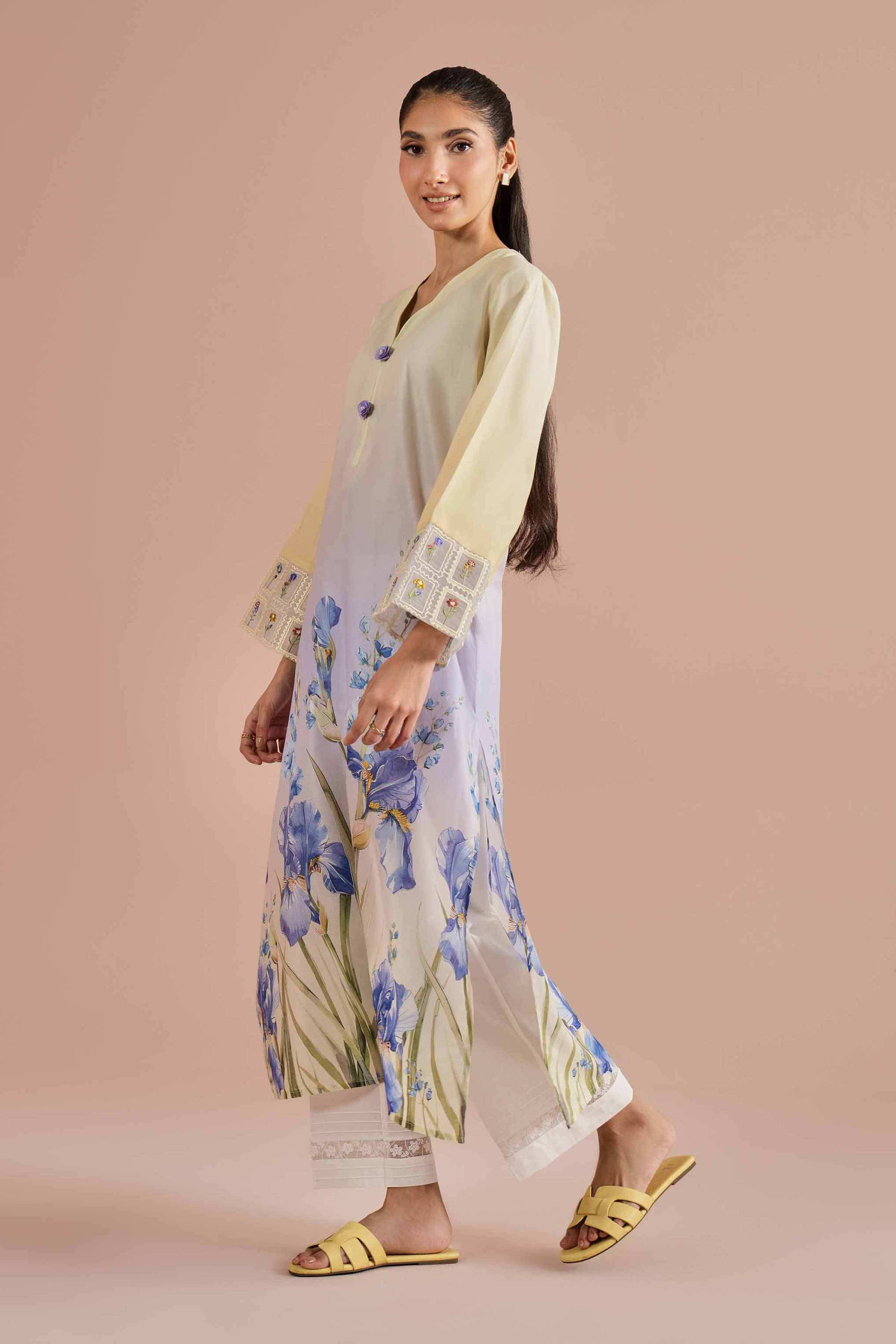 NishatUK - Yellow Embroidered Lawn 1-piece ready to wear Shirt