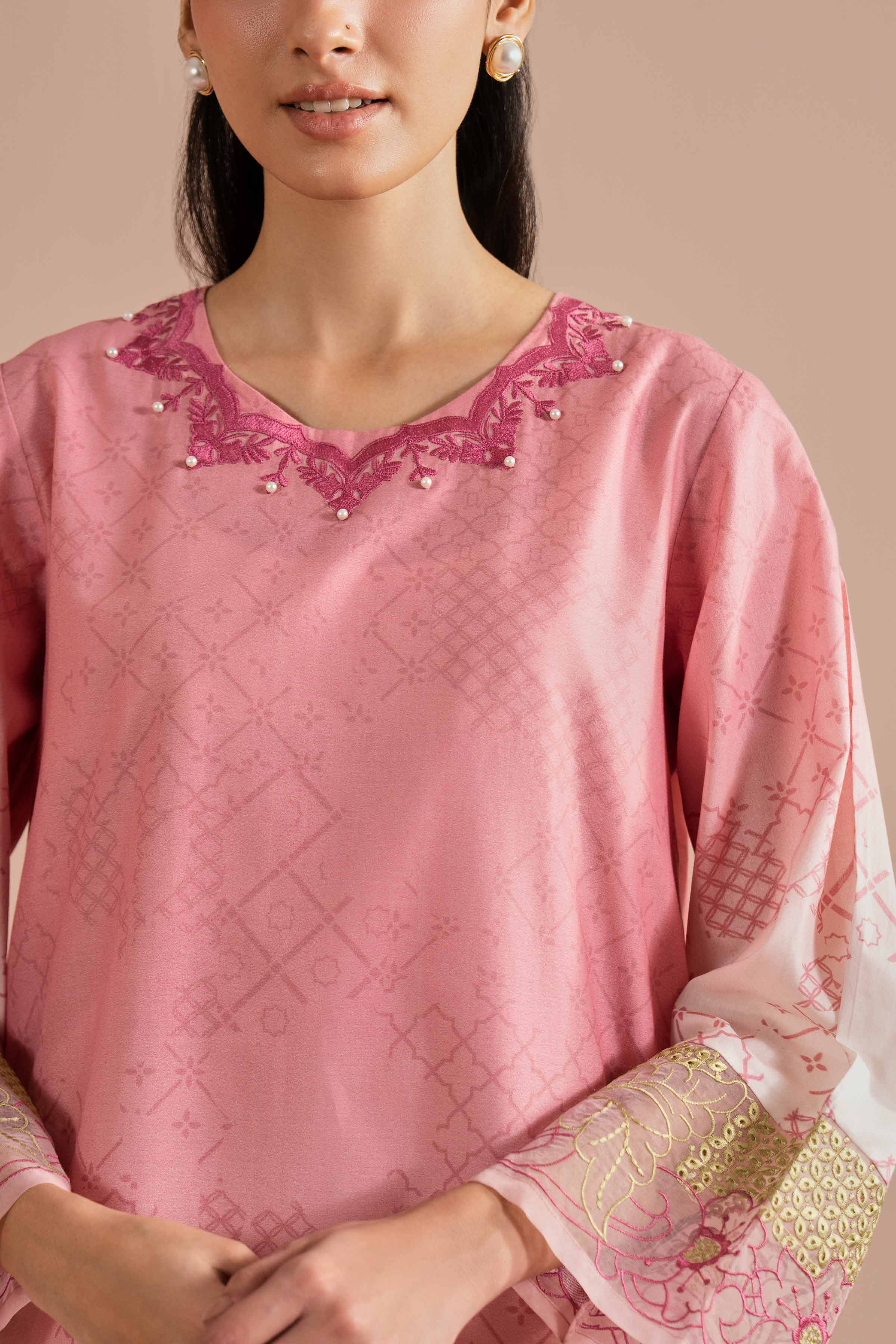 NishatUK - Pink Embroidered Lawn 1-piece ready to wear Shirt