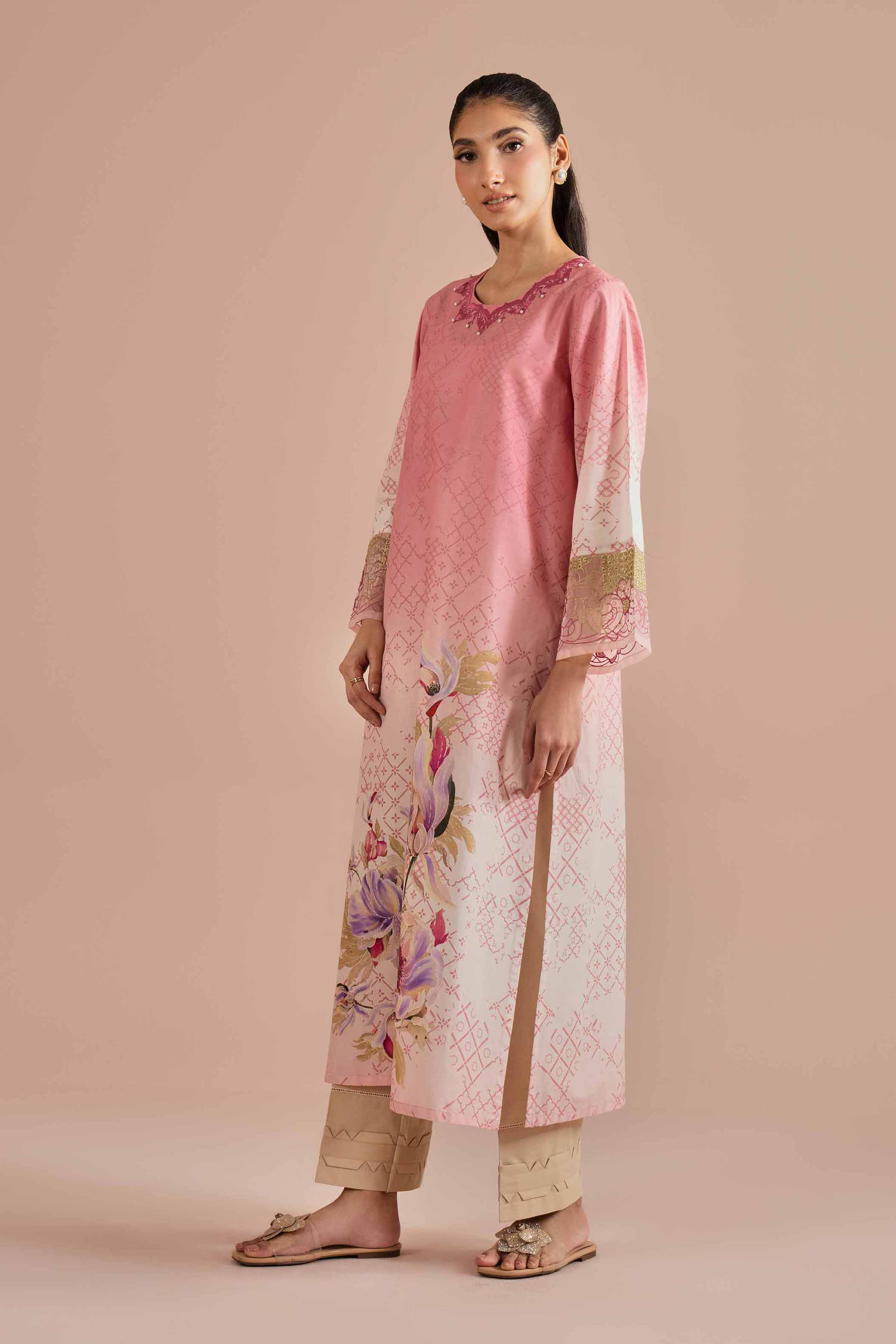 NishatUK - Pink Embroidered Lawn 1-piece ready to wear Shirt