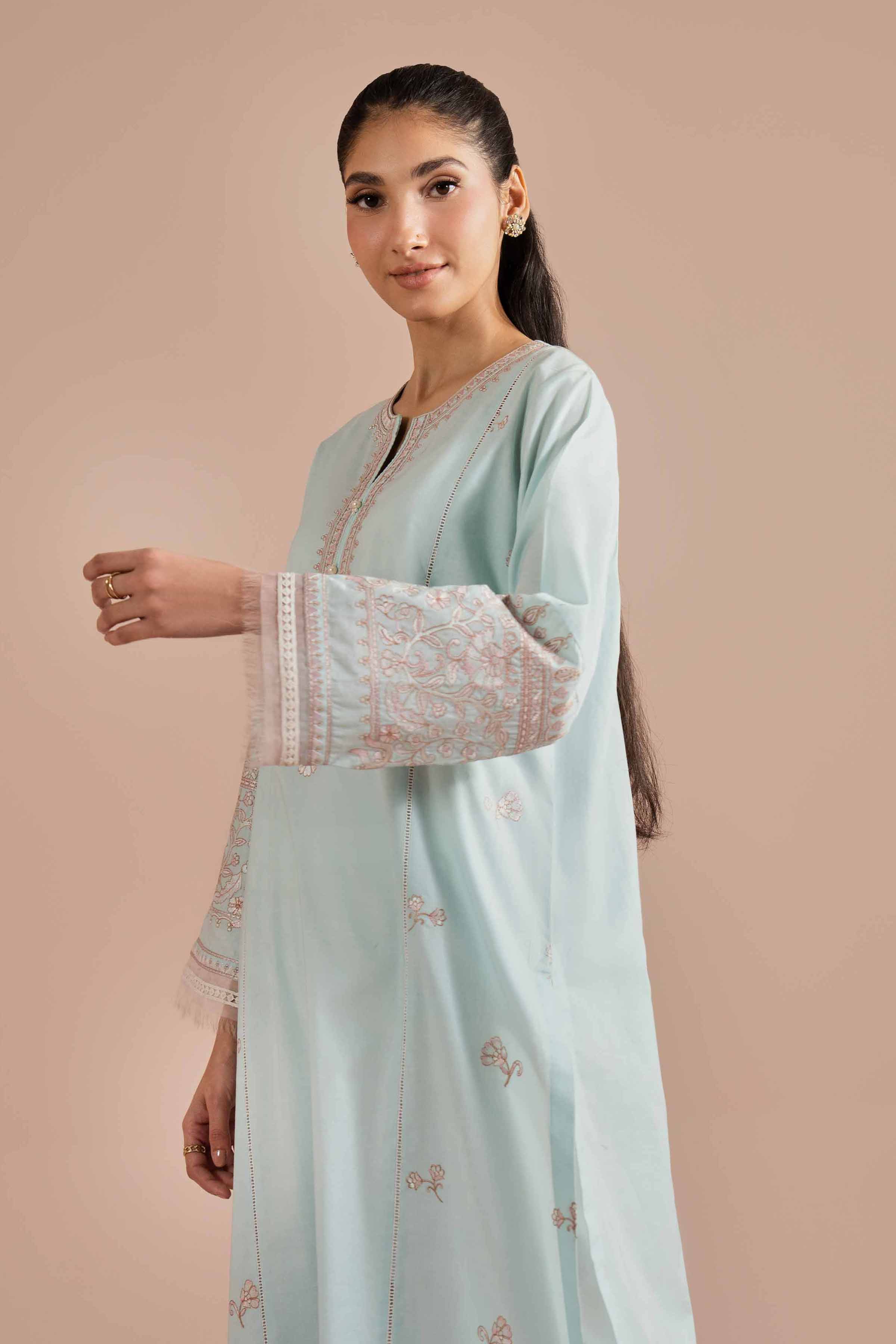 NishatUK - Blue Embroidered Cambric 1-piece ready to wear Shirt