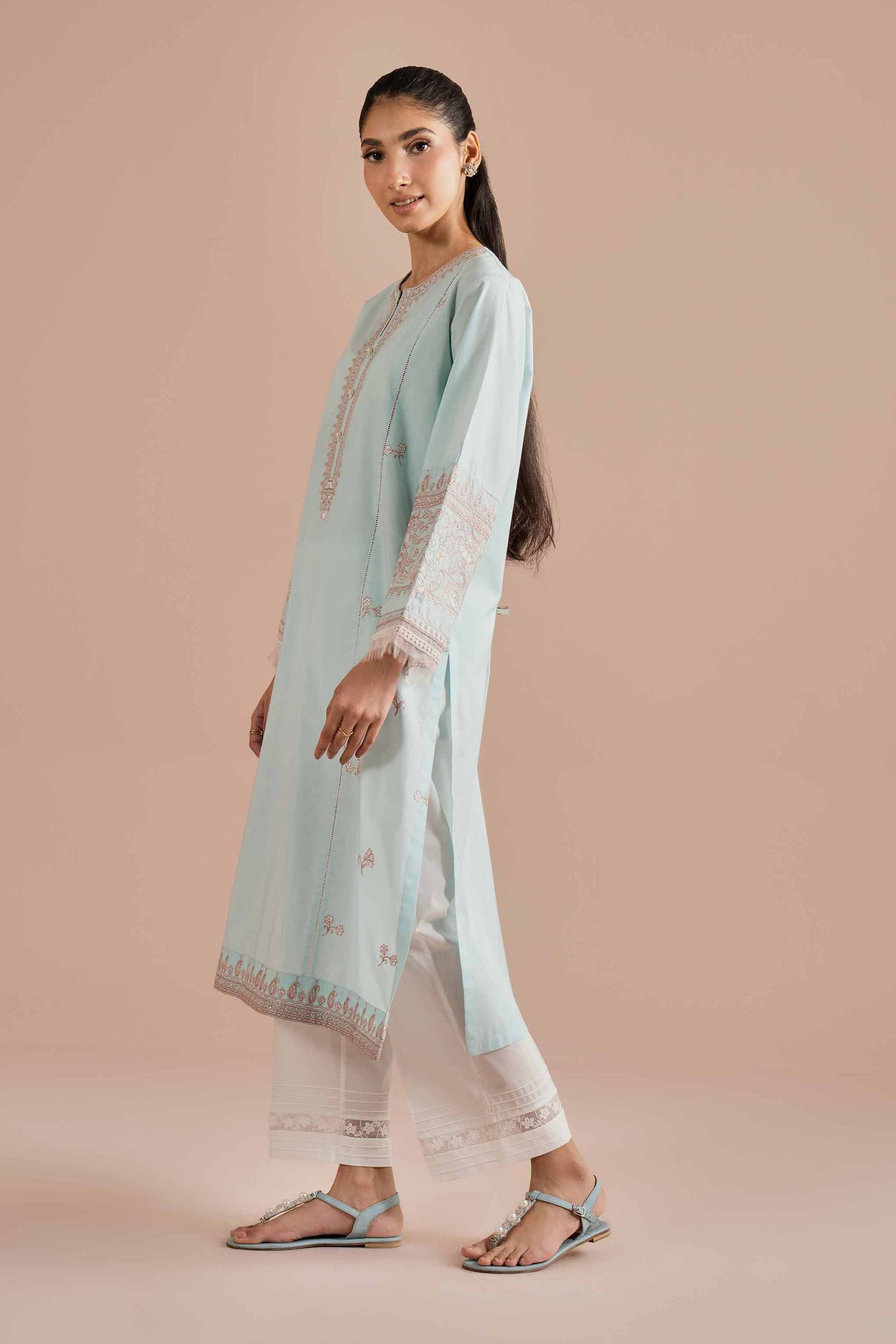 NishatUK - Blue Embroidered Cambric 1-piece ready to wear Shirt