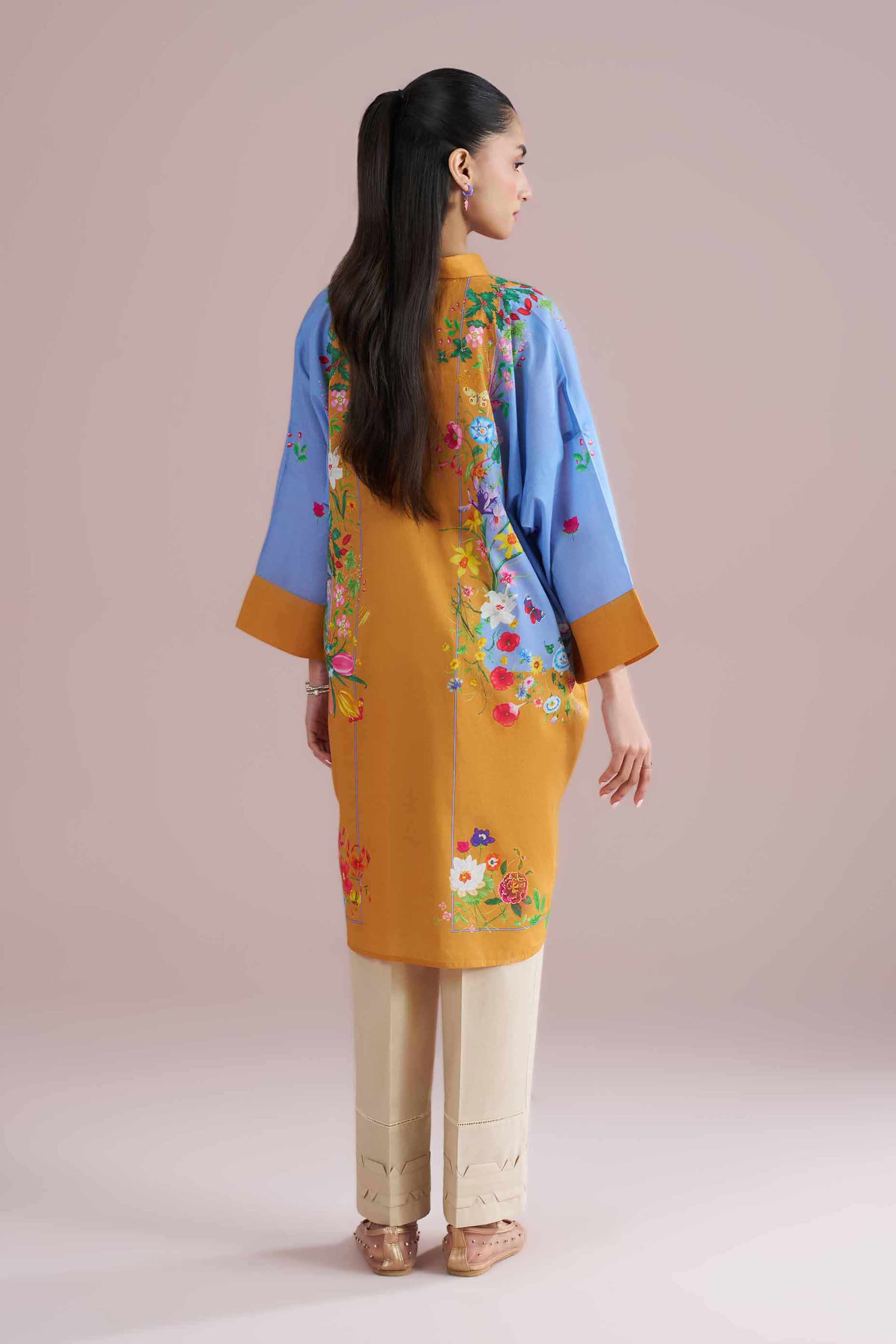 NishatUK - Yellow Printed Lawn 1-piece ready to wear tunic