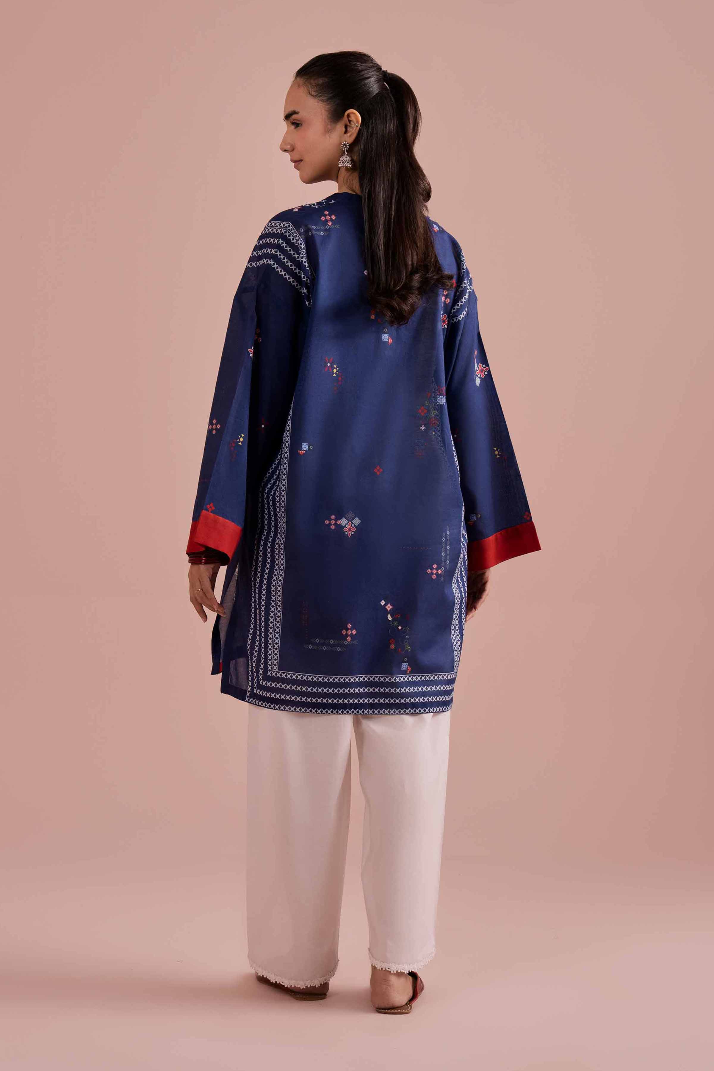 NishatUK - Blue Printed Lawn 1-piece ready to wear Tunic