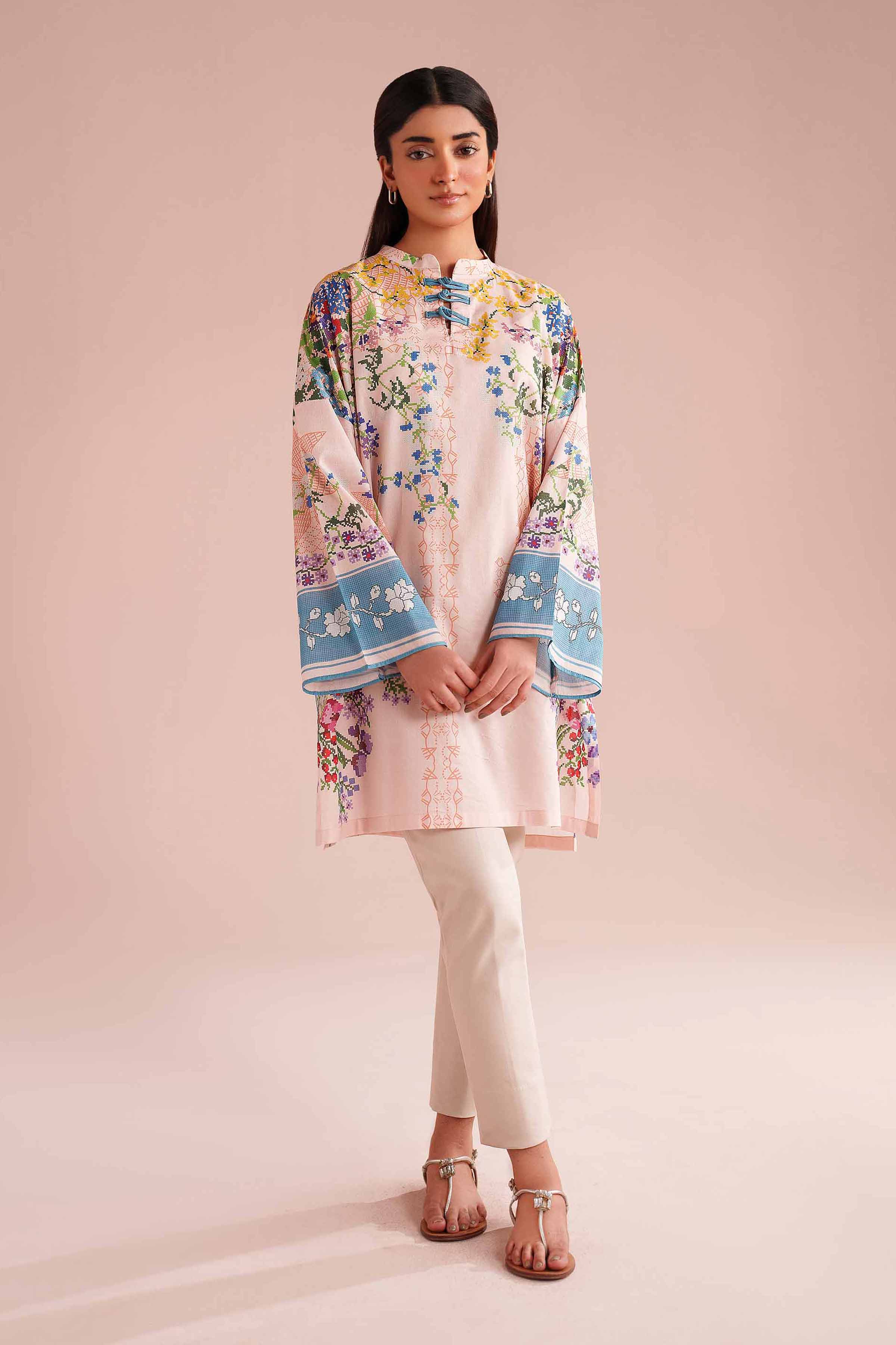 NishatUK - Pink Printed Lawn 1-piece ready to wear tunic