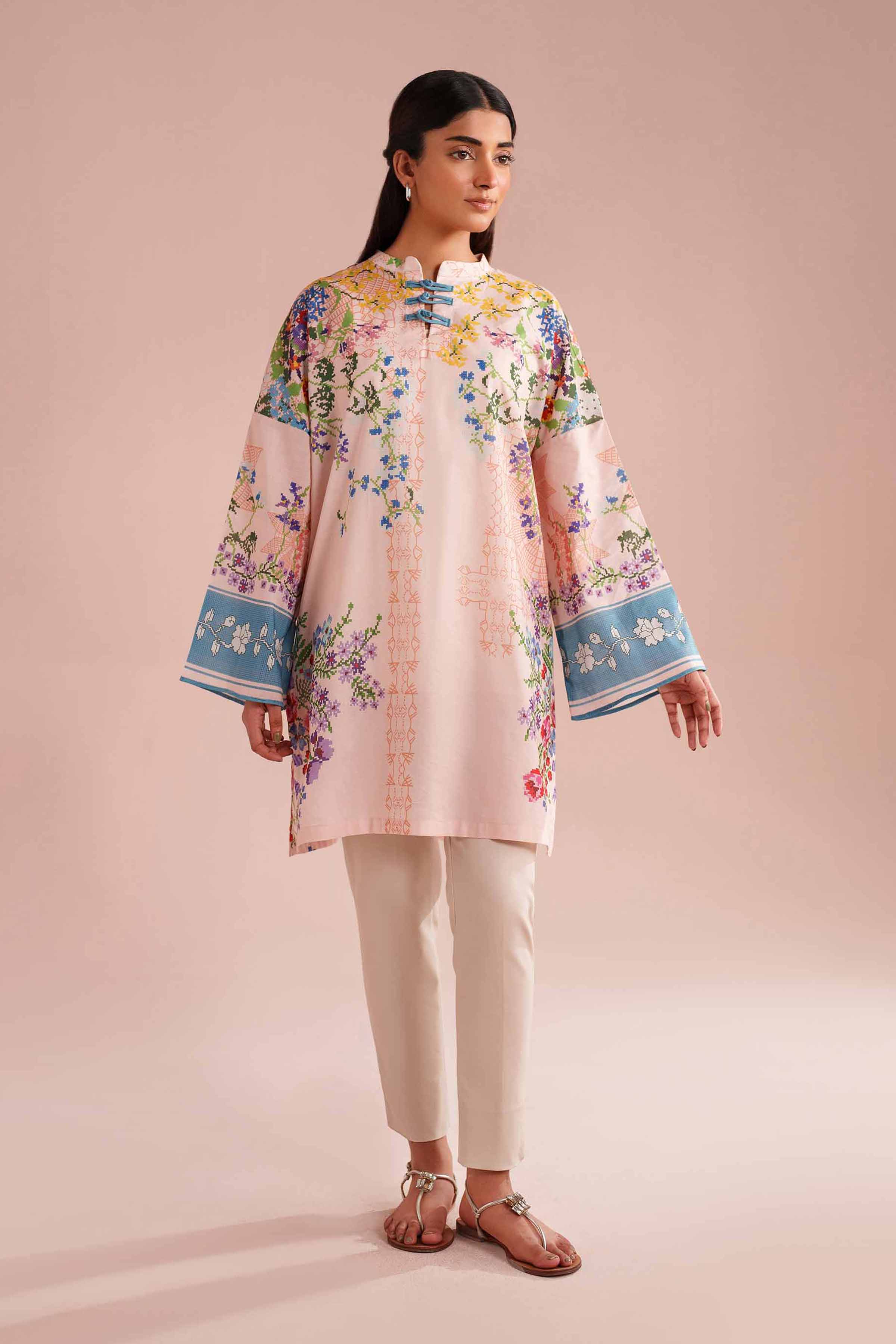 NishatUK - Pink Printed Lawn 1-piece ready to wear tunic