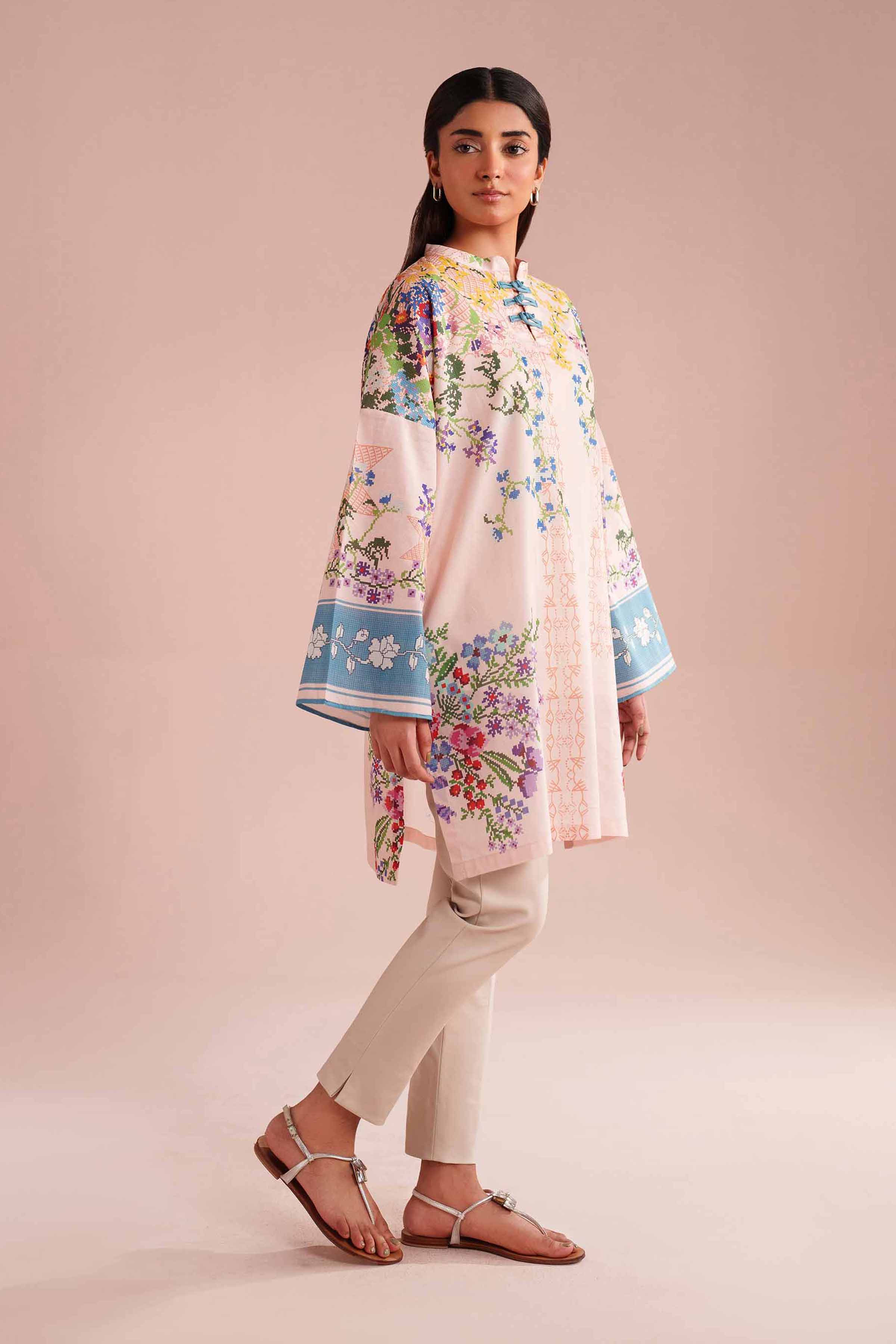 NishatUK - Pink Printed Lawn 1-piece ready to wear tunic