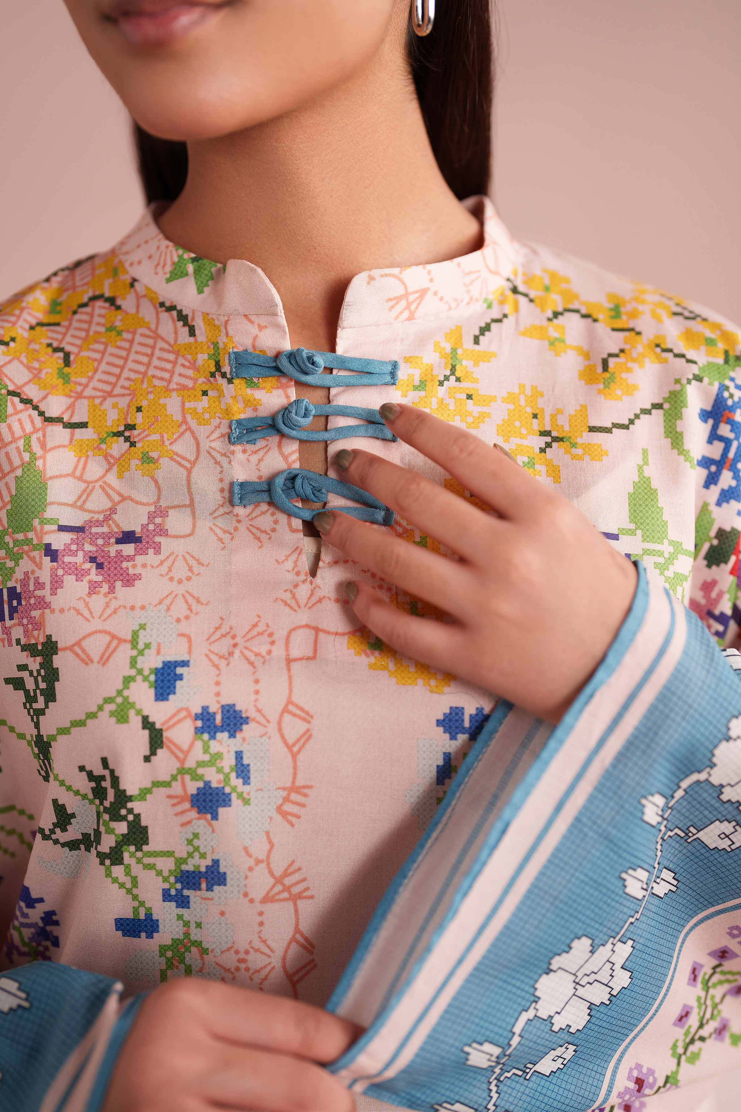 NishatUK - Pink Printed Lawn 1-piece ready to wear tunic