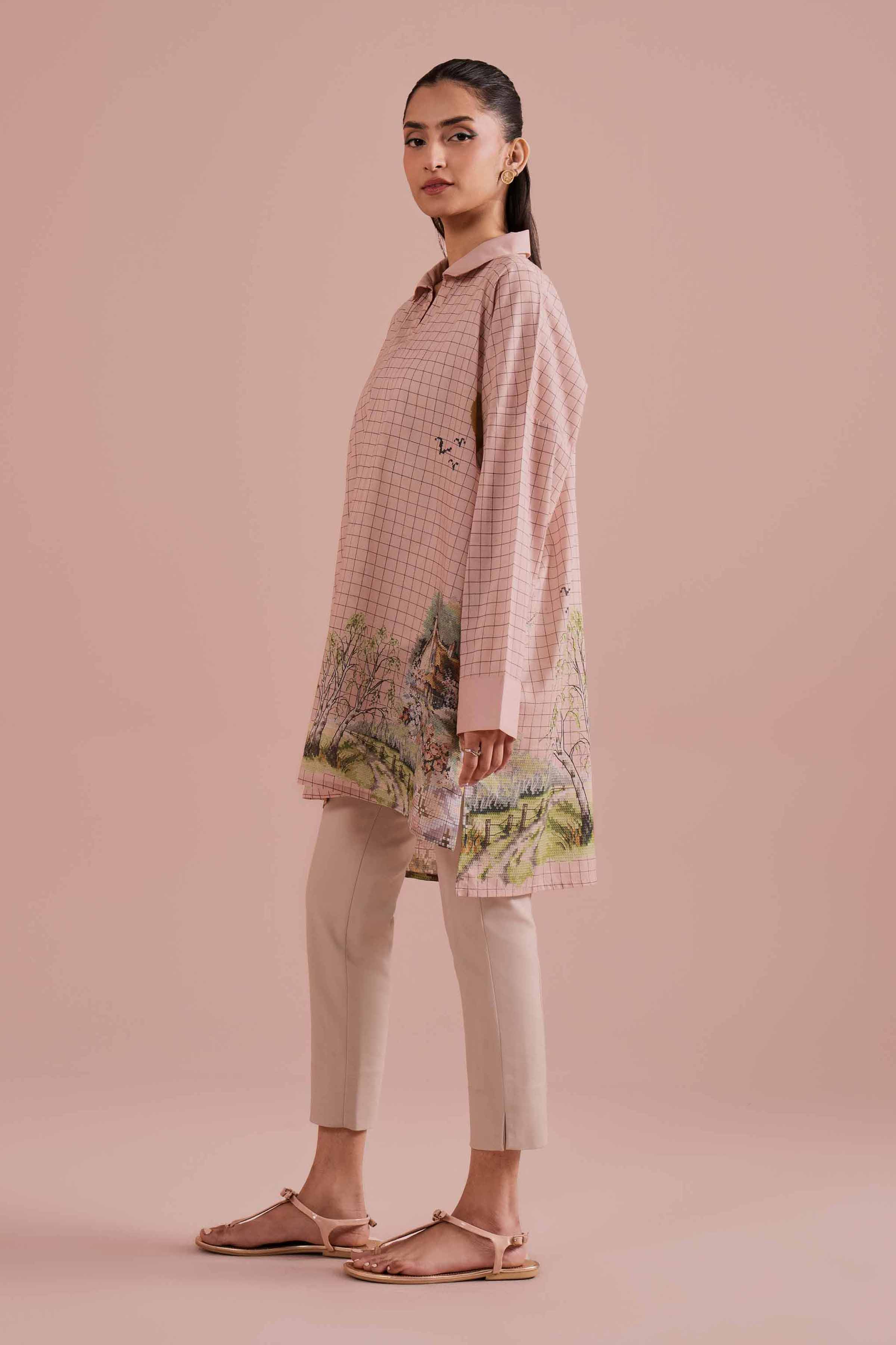 NishatUK - Pink Printed Lawn 1-piece ready to wear tunic