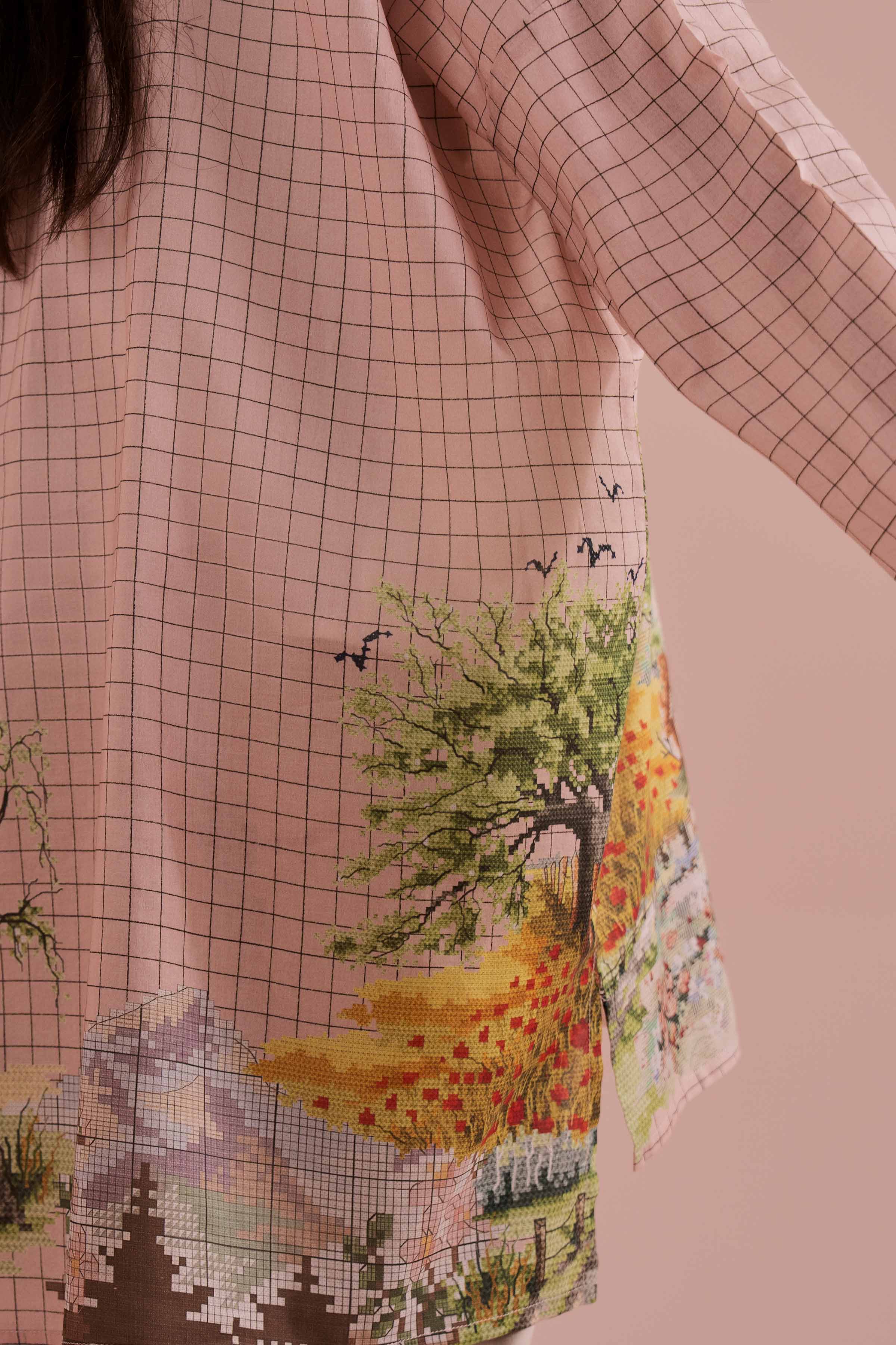 NishatUK - Pink Printed Lawn 1-piece ready to wear tunic