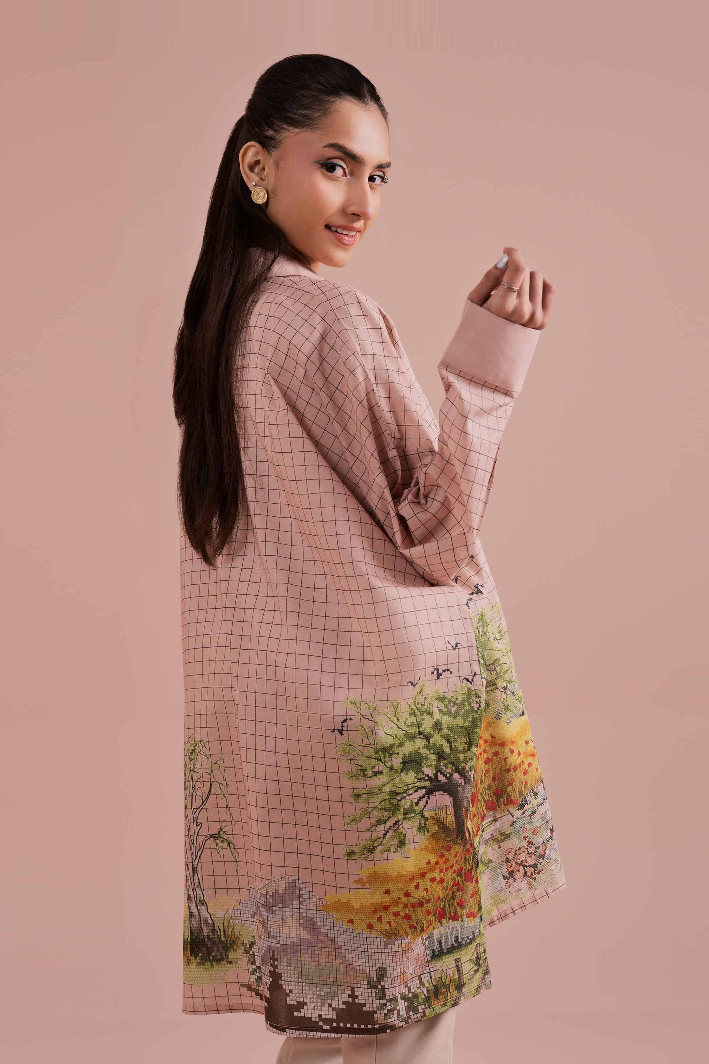 NishatUK - Pink Printed Lawn 1-piece ready to wear tunic