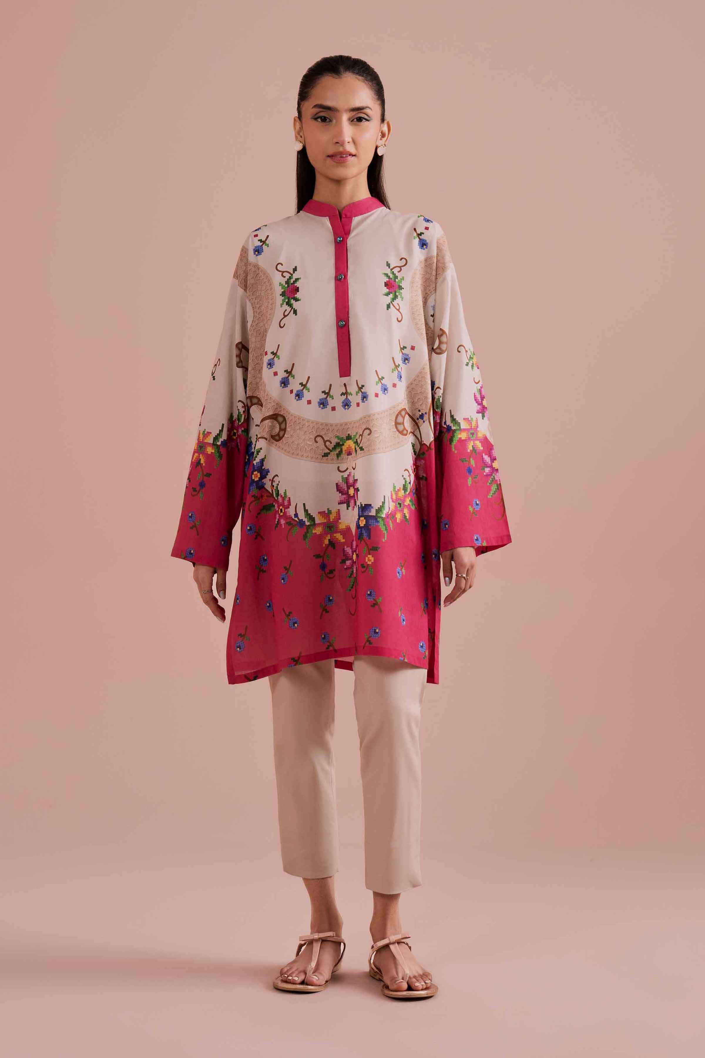 NishatUK - Multi Printed Lawn 1-piece ready to wear Tunic